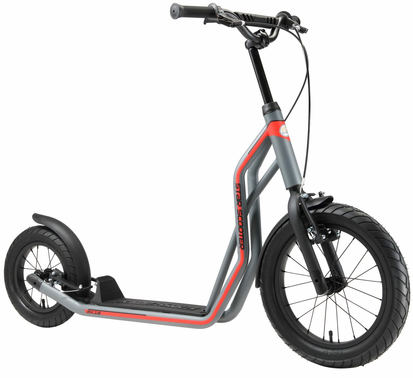 STAR SCOOTER autoped 16 inch + 12 inch, grijs