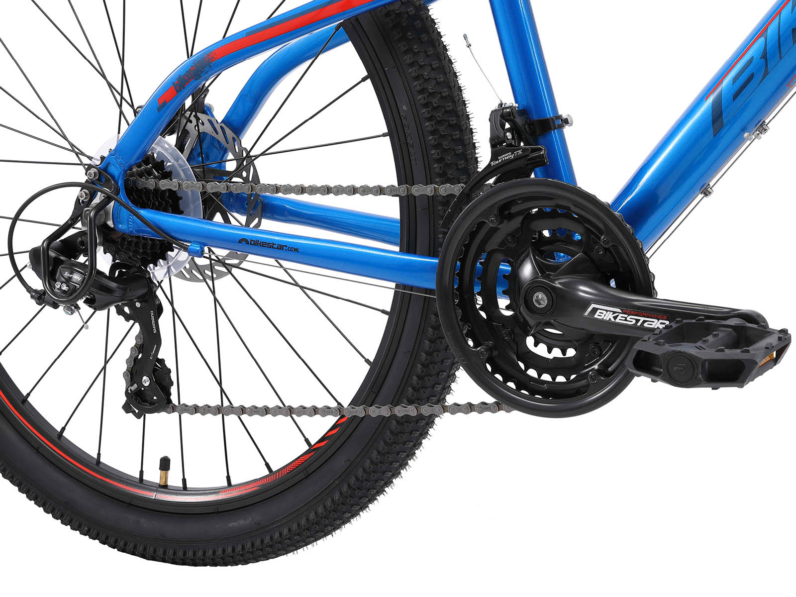 Bikestar Hardtail MTB Alu 26 Inch 21 Speed Blauw/Rood - Afbeelding 5