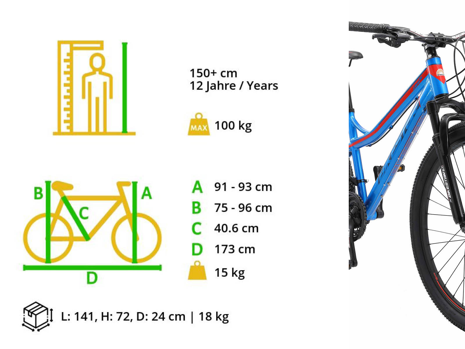 Bikestar Hardtail MTB Alu 26 Inch 21 Speed Blauw/Rood - Afbeelding 6