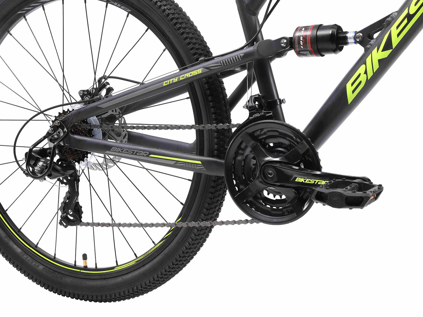 Bikestar Fully MTB Alu 26 Inch 21 Speed Zwart/groen - Afbeelding 5