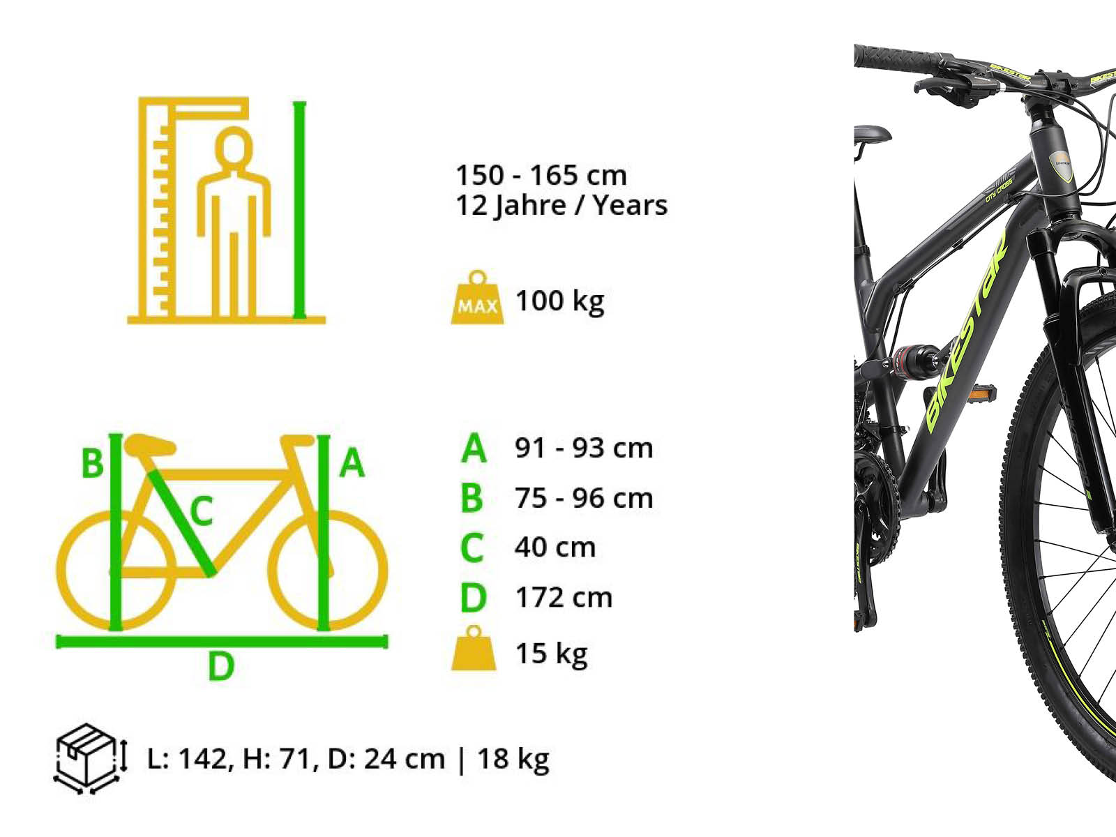 Bikestar Fully MTB Alu 26 Inch 21 Speed Zwart/groen - Afbeelding 6