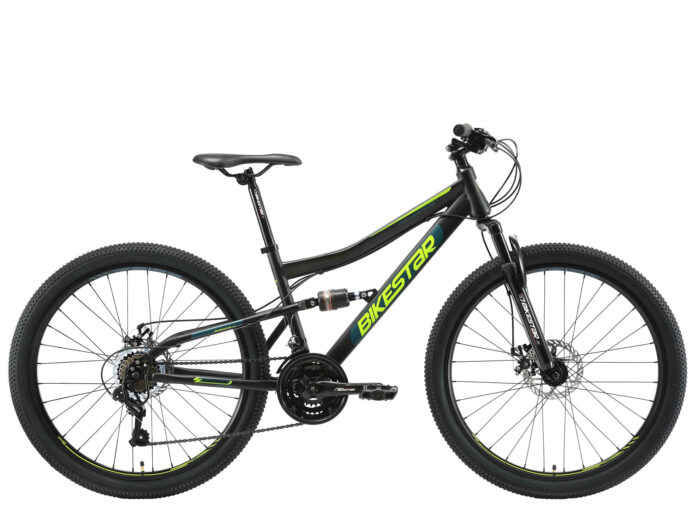 Bikestar MTB Fully staal 26 inch zwart