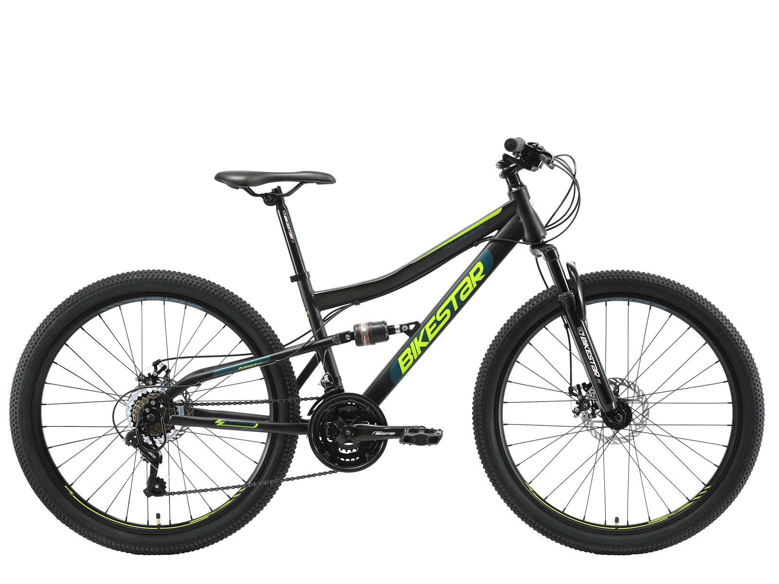 Bikestar MTB Fully staal 26 inch zwart