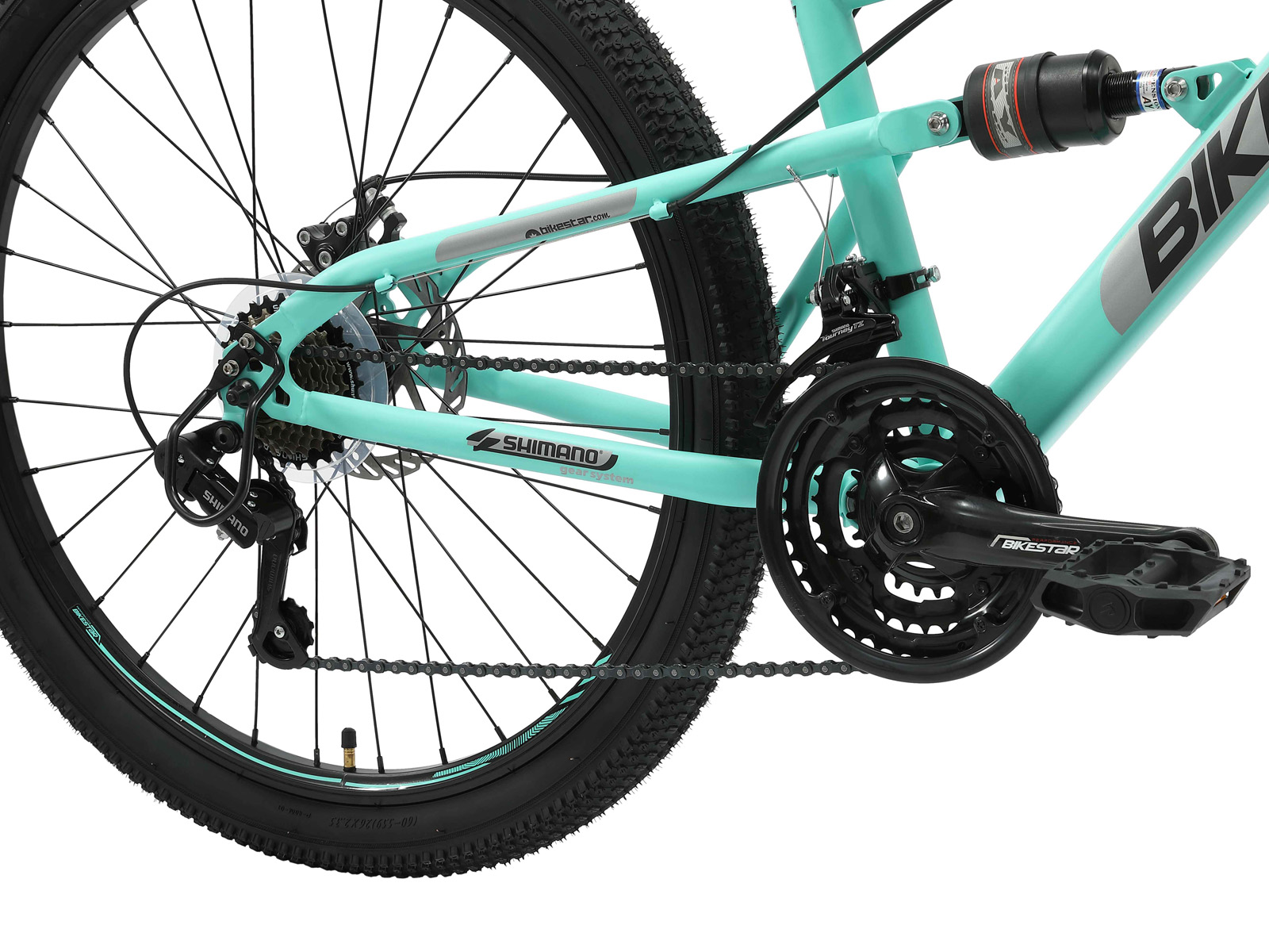 Bikestar Fully MTB Staal Medium 26 Inch 21 Speed Mintgroen - Afbeelding 4