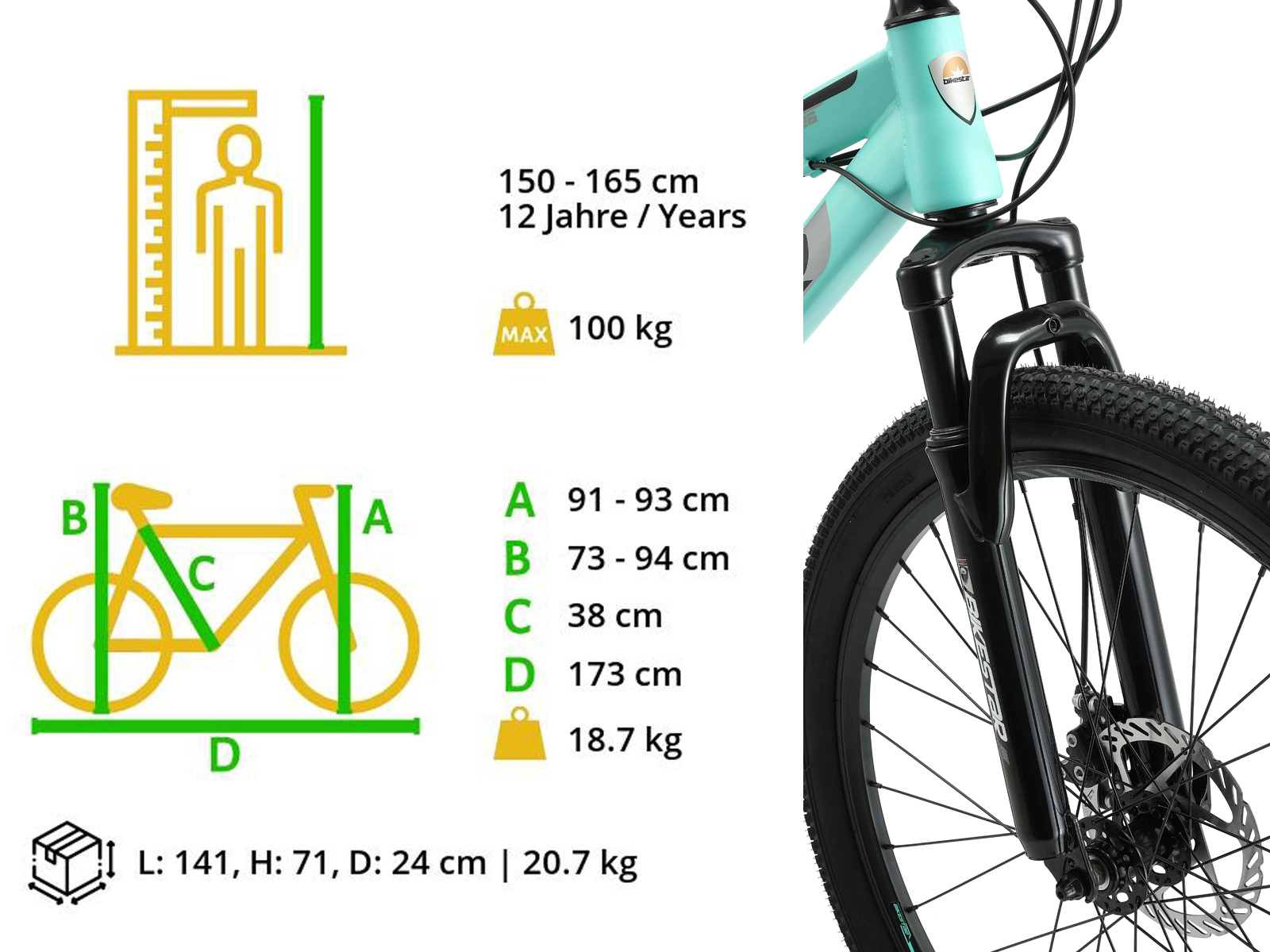 Bikestar Fully MTB Staal Medium 26 Inch 21 Speed Mintgroen - Afbeelding 6