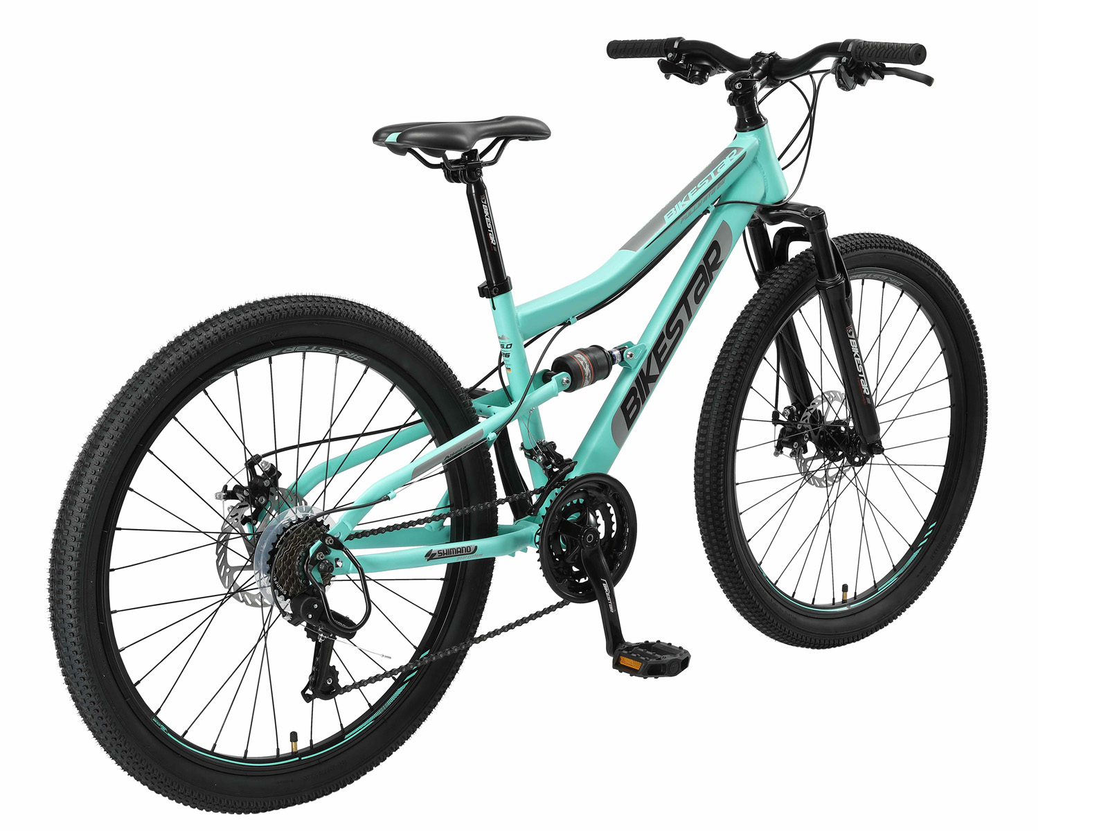 Bikestar Fully MTB Staal Medium 26 Inch 21 Speed Mintgroen - Afbeelding 3