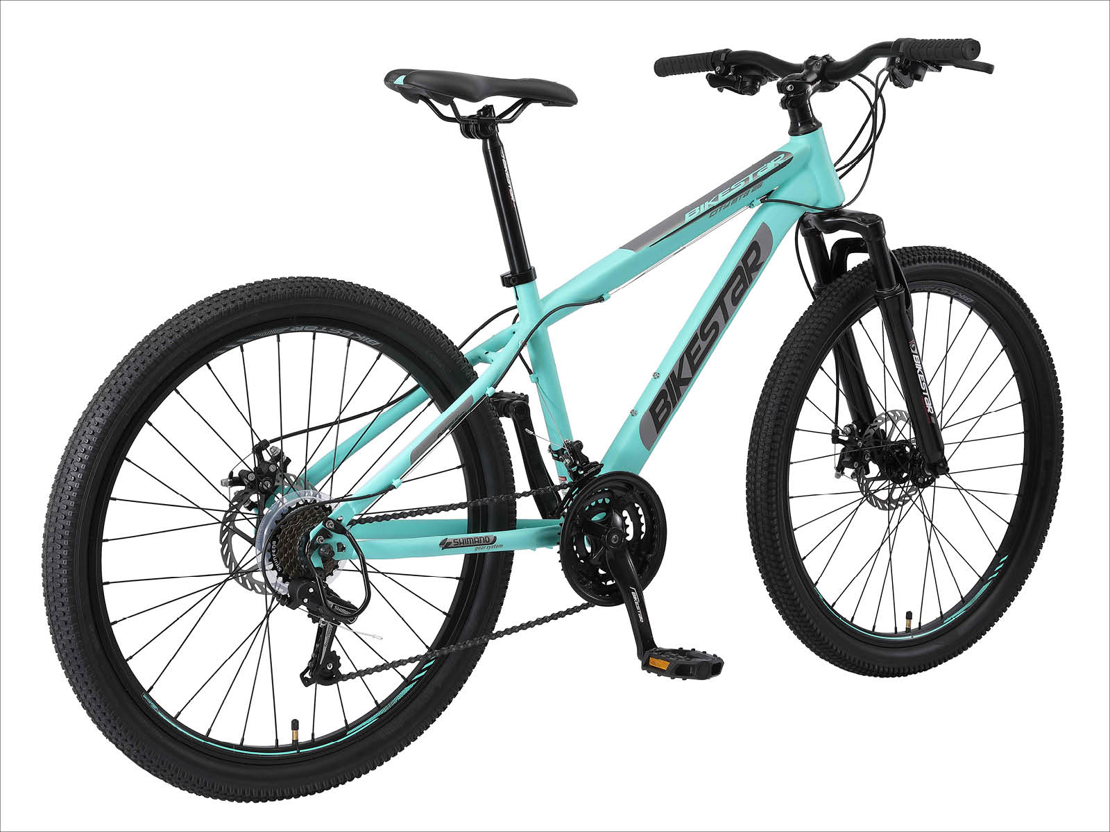 Bikestar Hardtail MTB Staal M 26 Inch 21 Speed mintgroen/zilver - Afbeelding 3