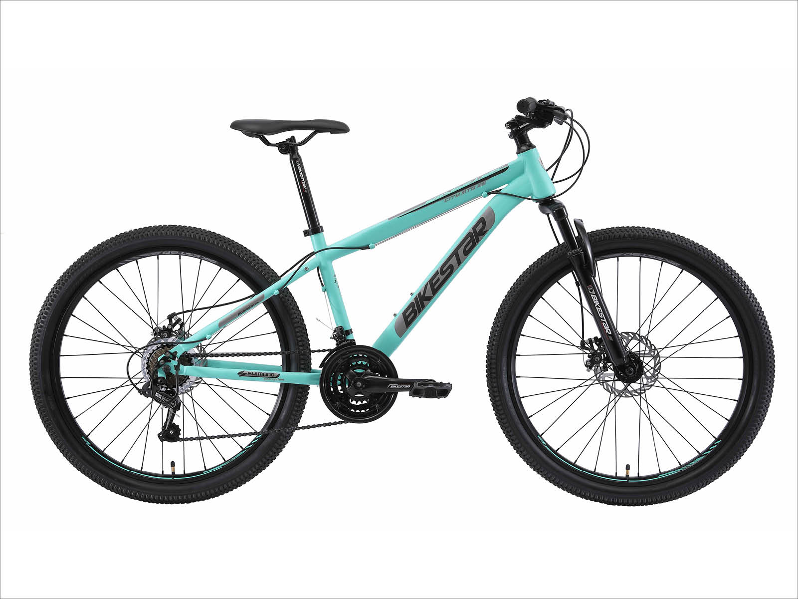 bikestar 26 inch MTB mintgroen/zilver