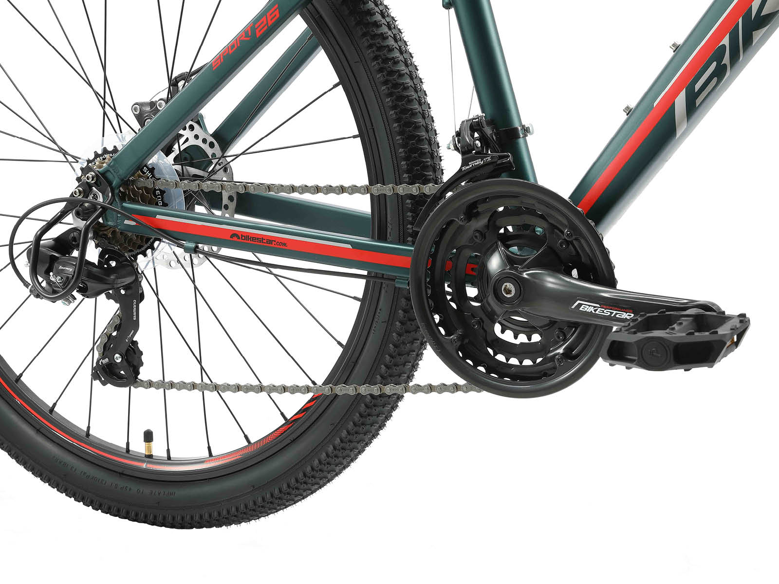 Bikestar Hardtail MTB Alu Sport M 26 Inch 21 Speed groen/rood - Afbeelding 5