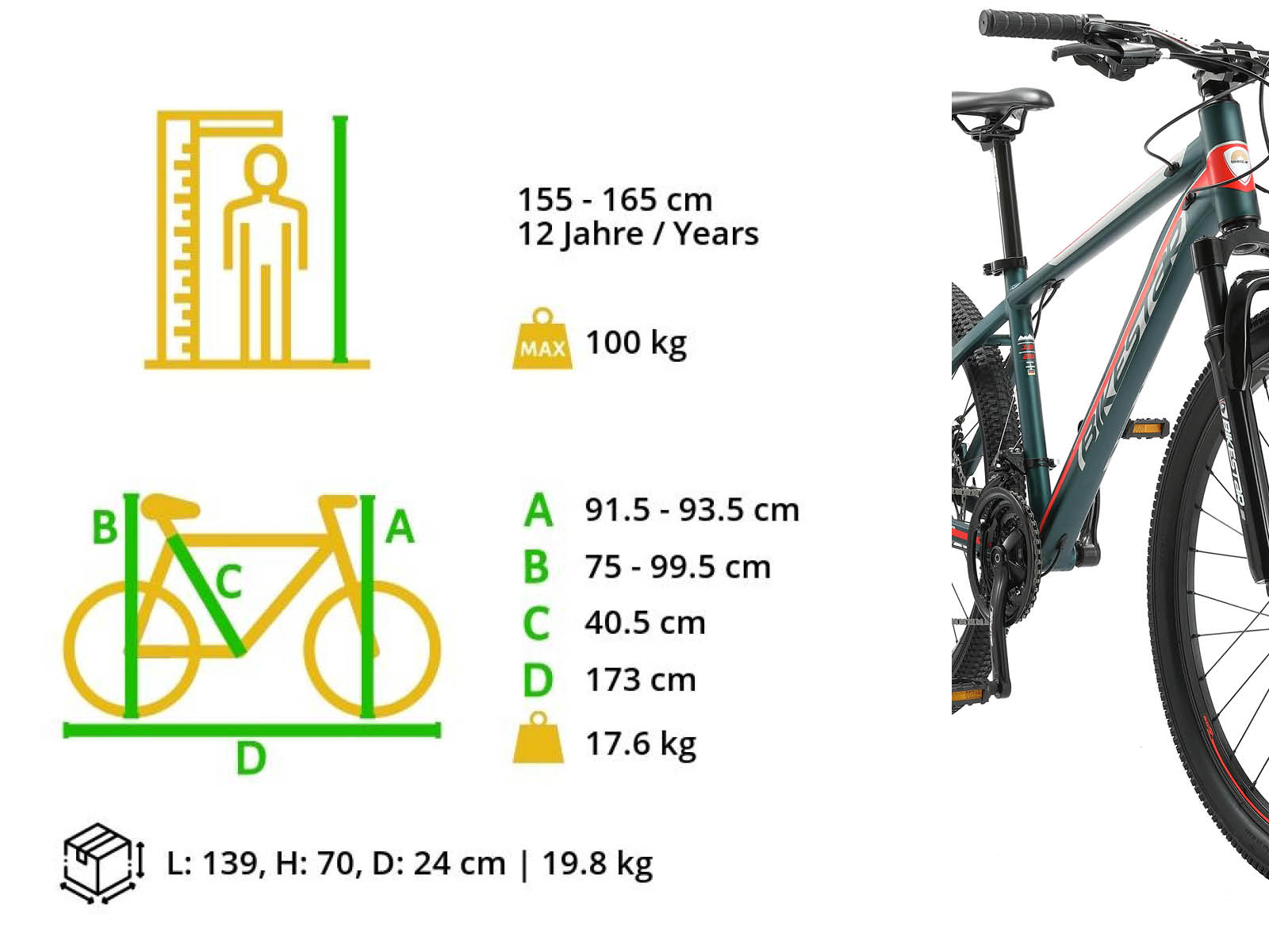 Bikestar Hardtail MTB Alu Sport M 26 Inch 21 Speed groen/rood - Afbeelding 6