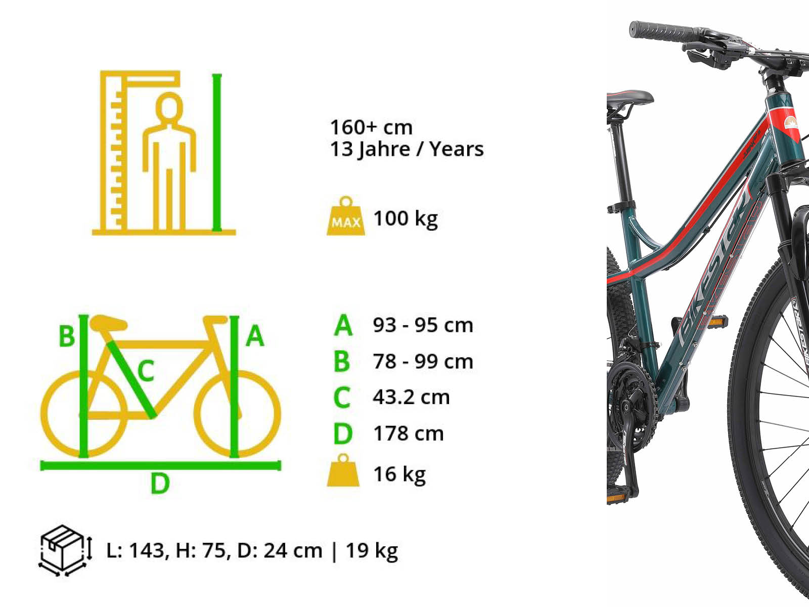 Bikestar Hardtail MTB Alu 27.5 Inch 21 Speed groen/rood - Afbeelding 6