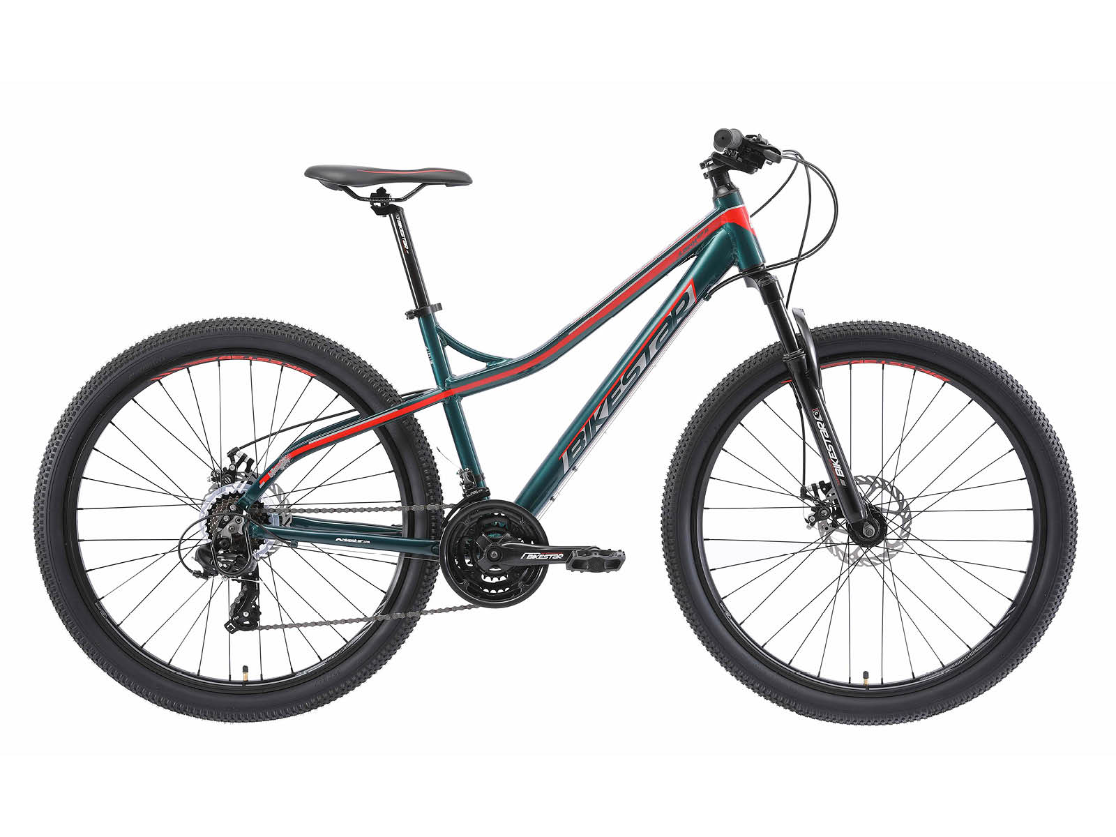 bikestar 27 inch MTB groen/rood