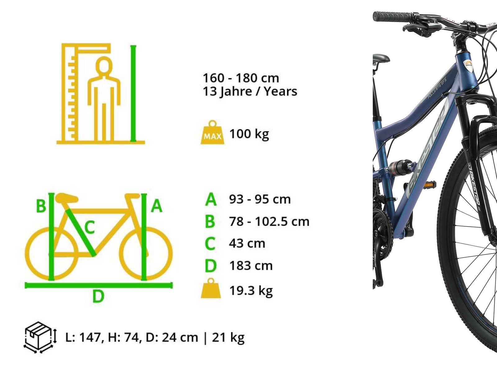 Bikestar Fully MTB Staal Medium 27.5 Inch 21 Speed Blauw - Afbeelding 6