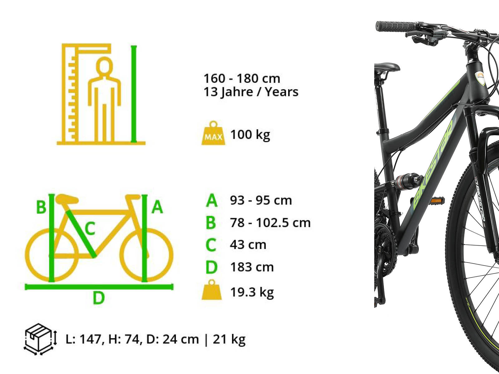 Bikestar Fully MTB Staal Medium 27.5 Inch 21 Speed Zwart/groen - Afbeelding 6
