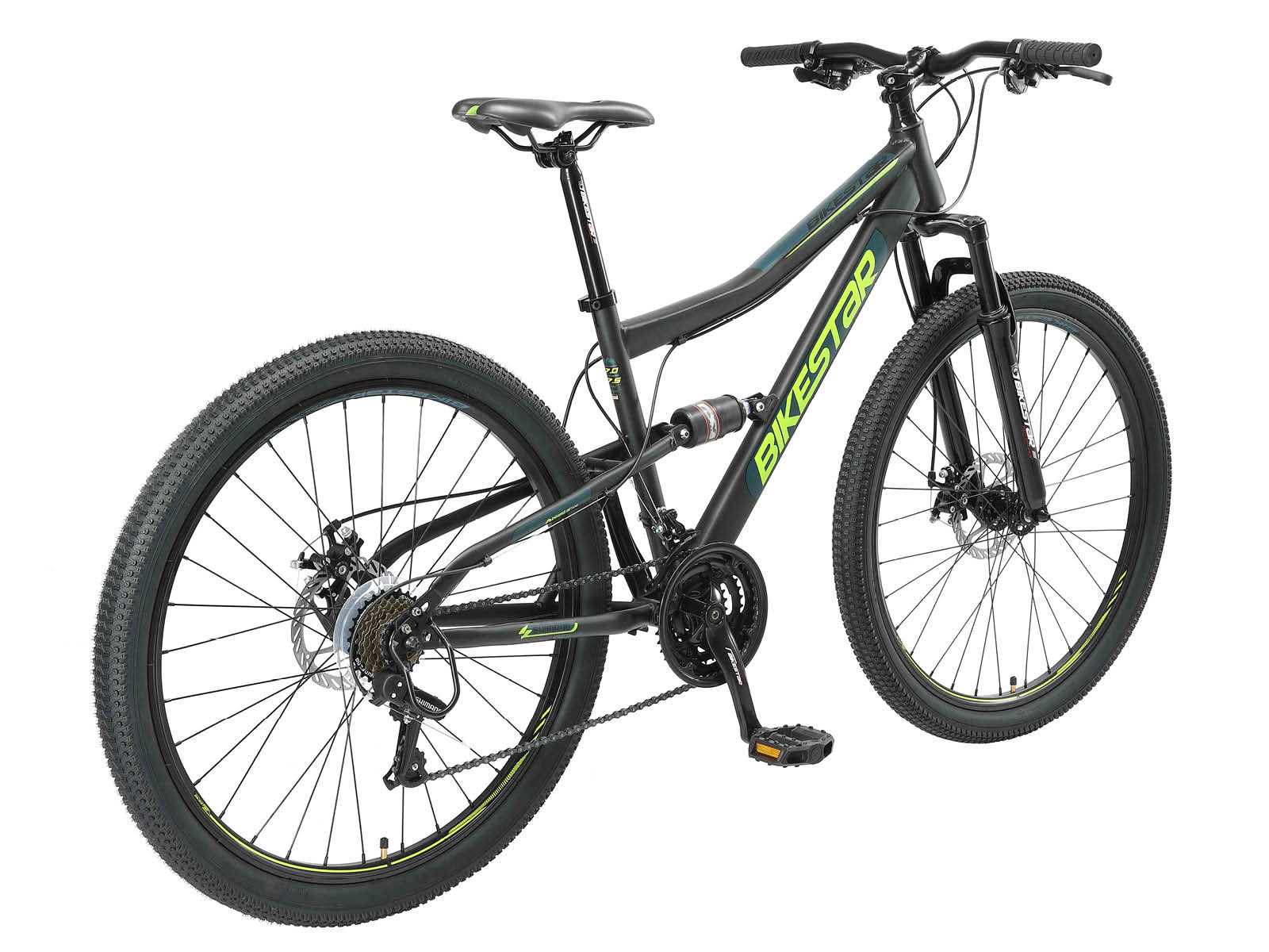 Bikestar Fully MTB Staal Medium 27.5 Inch 21 Speed Zwart/groen - Afbeelding 3