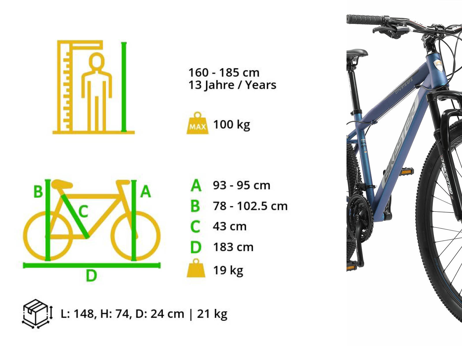 Bikestar Hardtail Staal MTB Medium 27,5 Inch 21 Speed blauw - Afbeelding 6