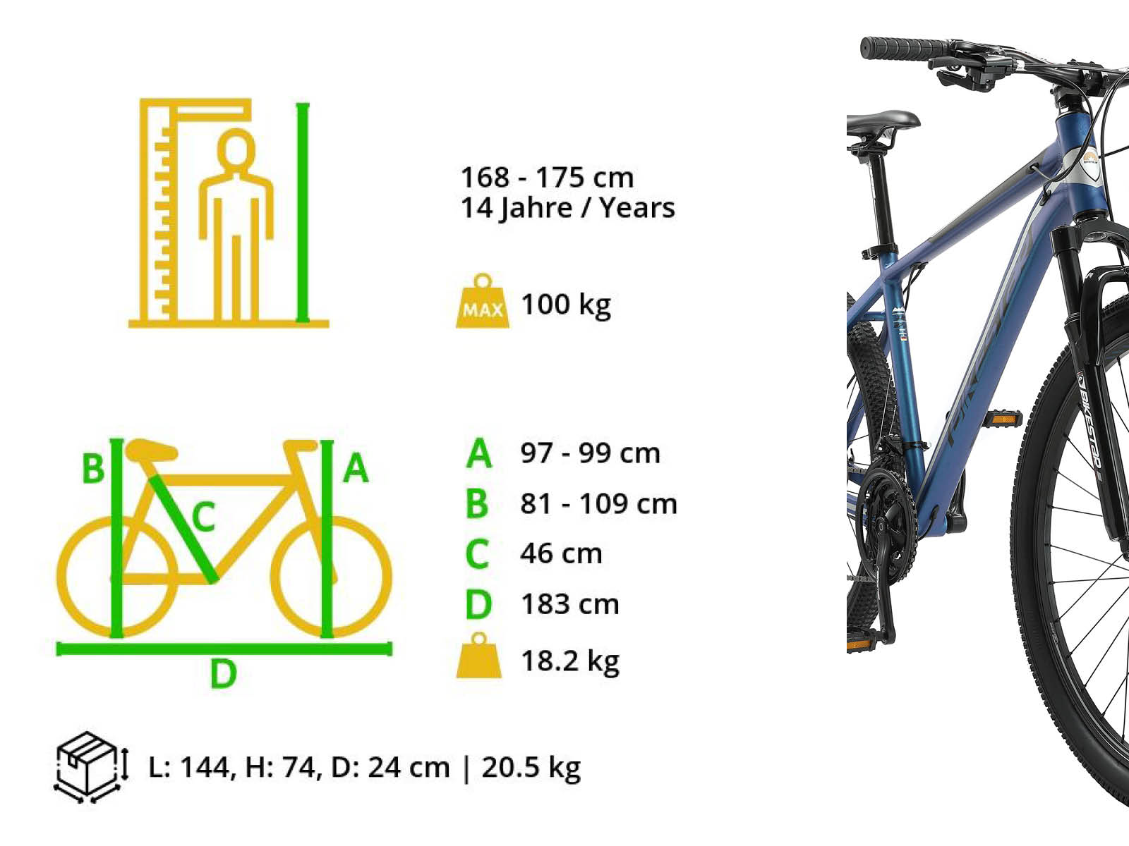 Bikestar Hardtail MTB Alu Sport L 27,5 Inch 21 Speed Blauw - Afbeelding 6