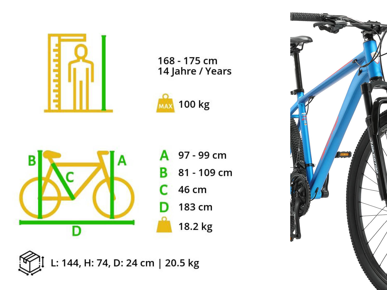 Bikestar Hardtail MTB Alu Sport L 27,5 Inch 21 Speed Blauw/rood - Afbeelding 6