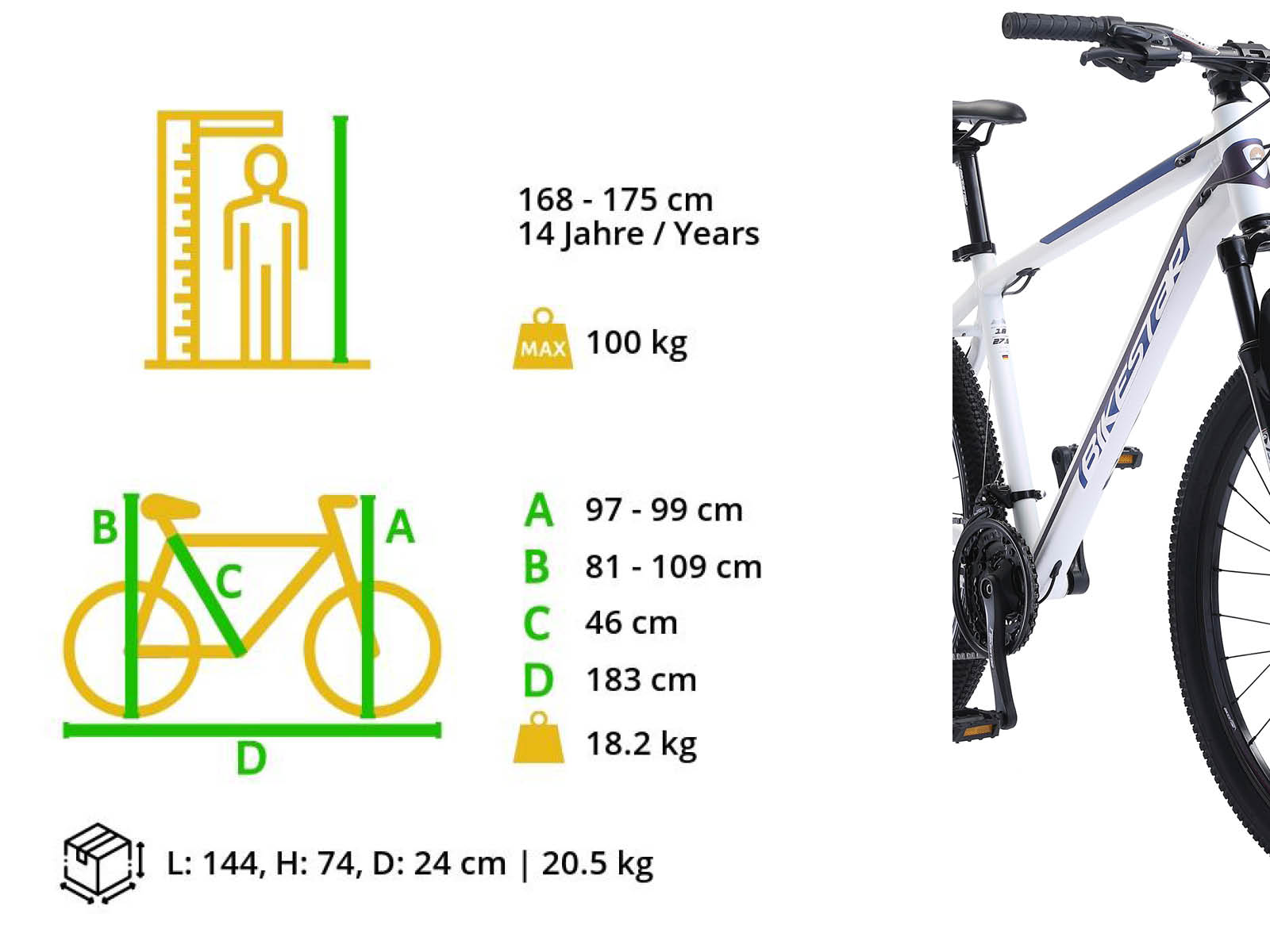Bikestar Hardtail MTB Alu Sport L 27,5 Inch 21 Speed Wit - Afbeelding 6