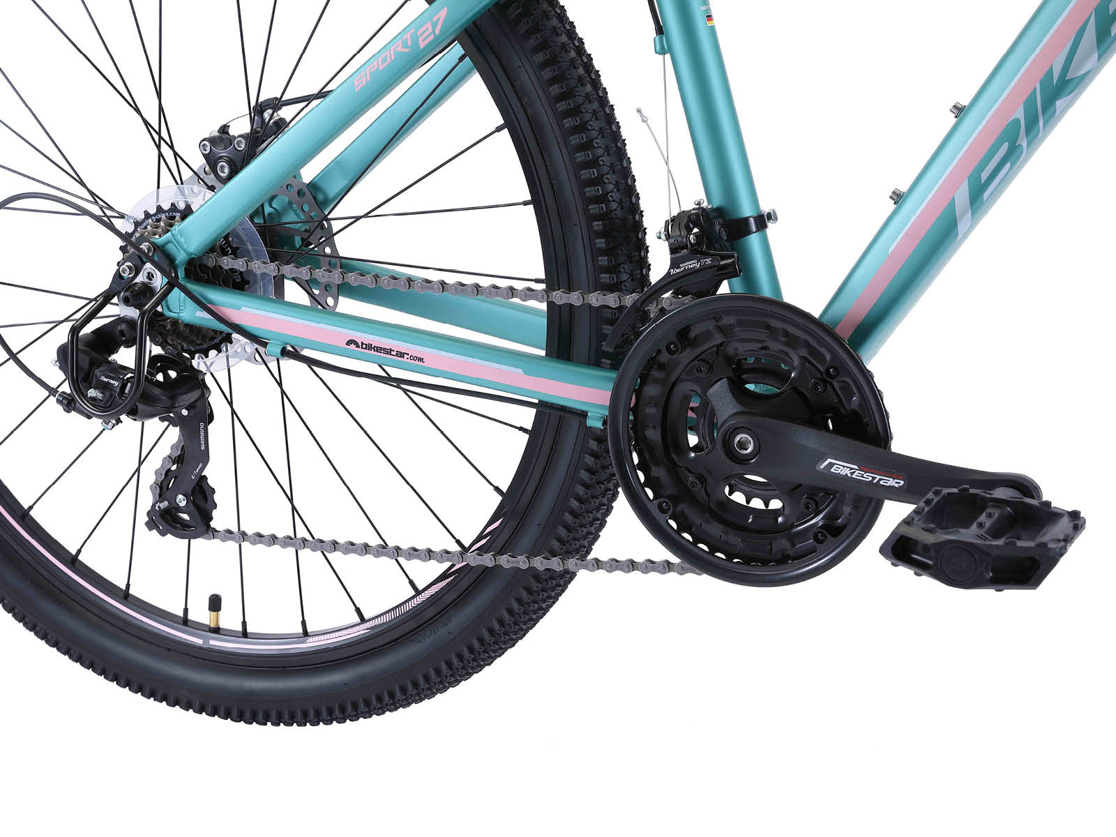 Bikestar Hardtail MTB Alu Sport M 27,5 Inch 21 Speed Turquoise/Roze - Afbeelding 5