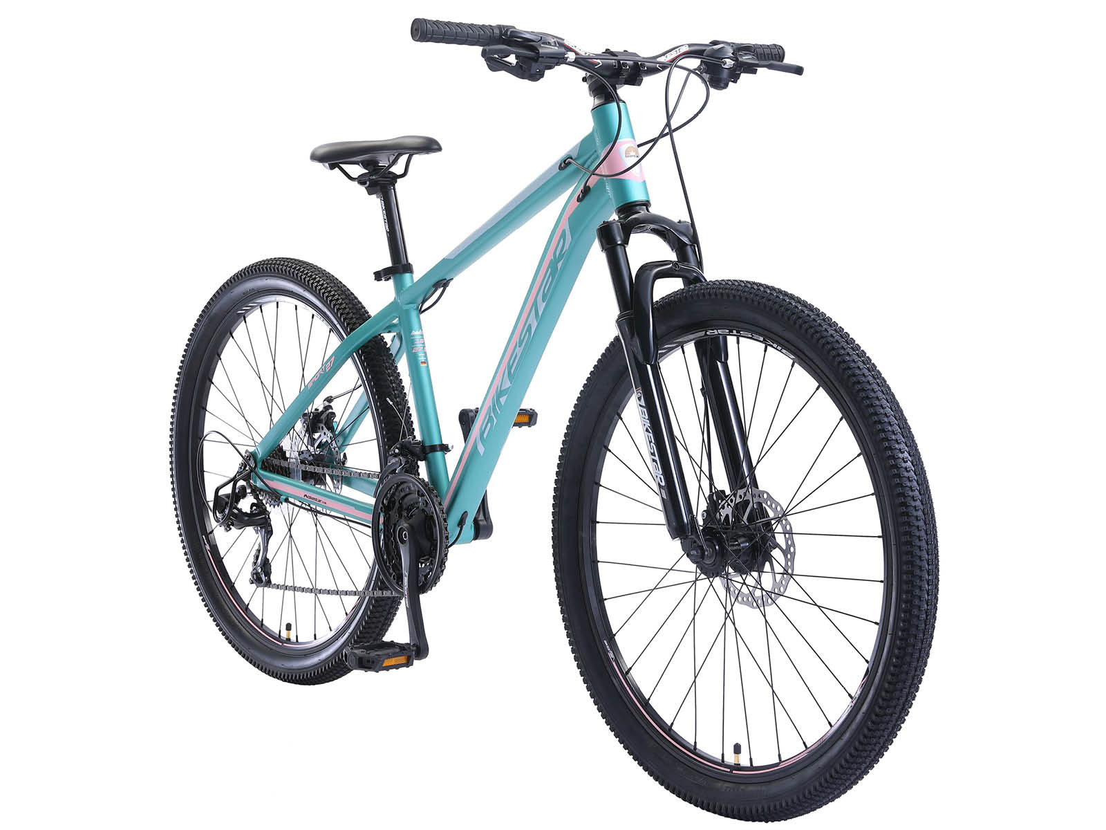 Bikestar Hardtail MTB Alu Sport M 27,5 Inch 21 Speed Turquoise/Roze - Afbeelding 2