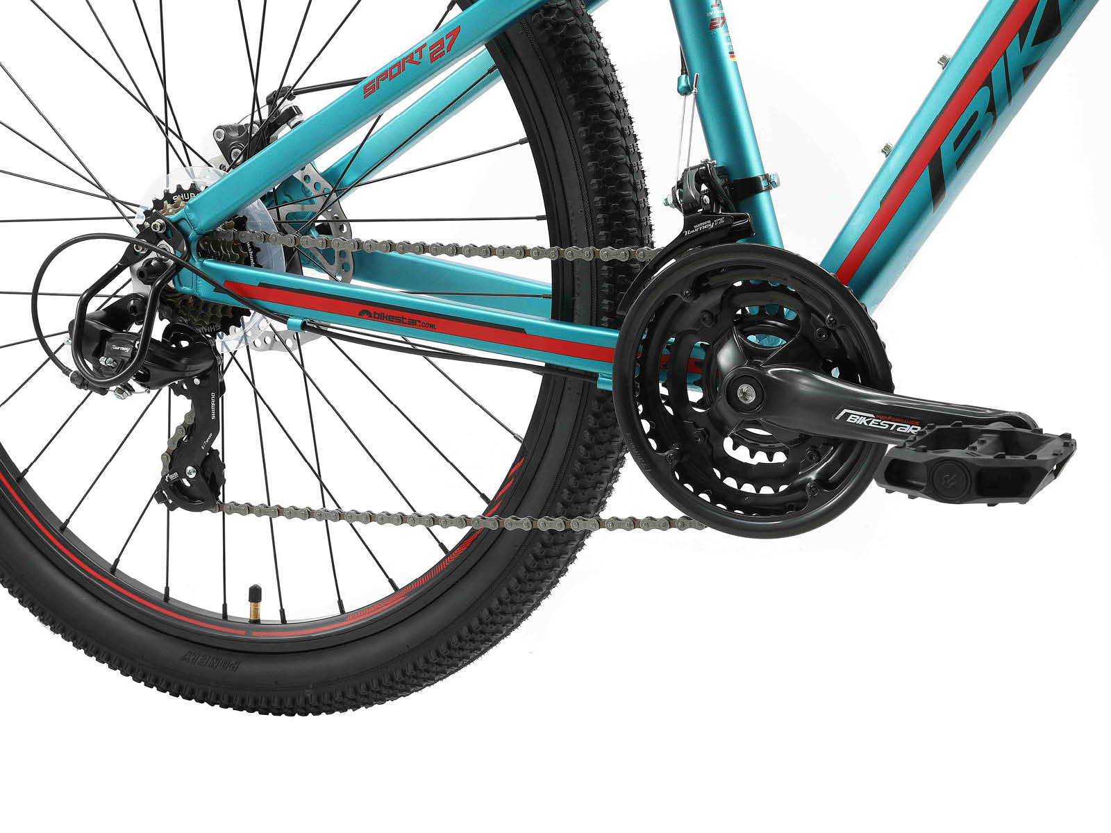 Bikestar Hardtail MTB Alu Sport S 27.5 Inch 21 Speed Turquoise - Afbeelding 5
