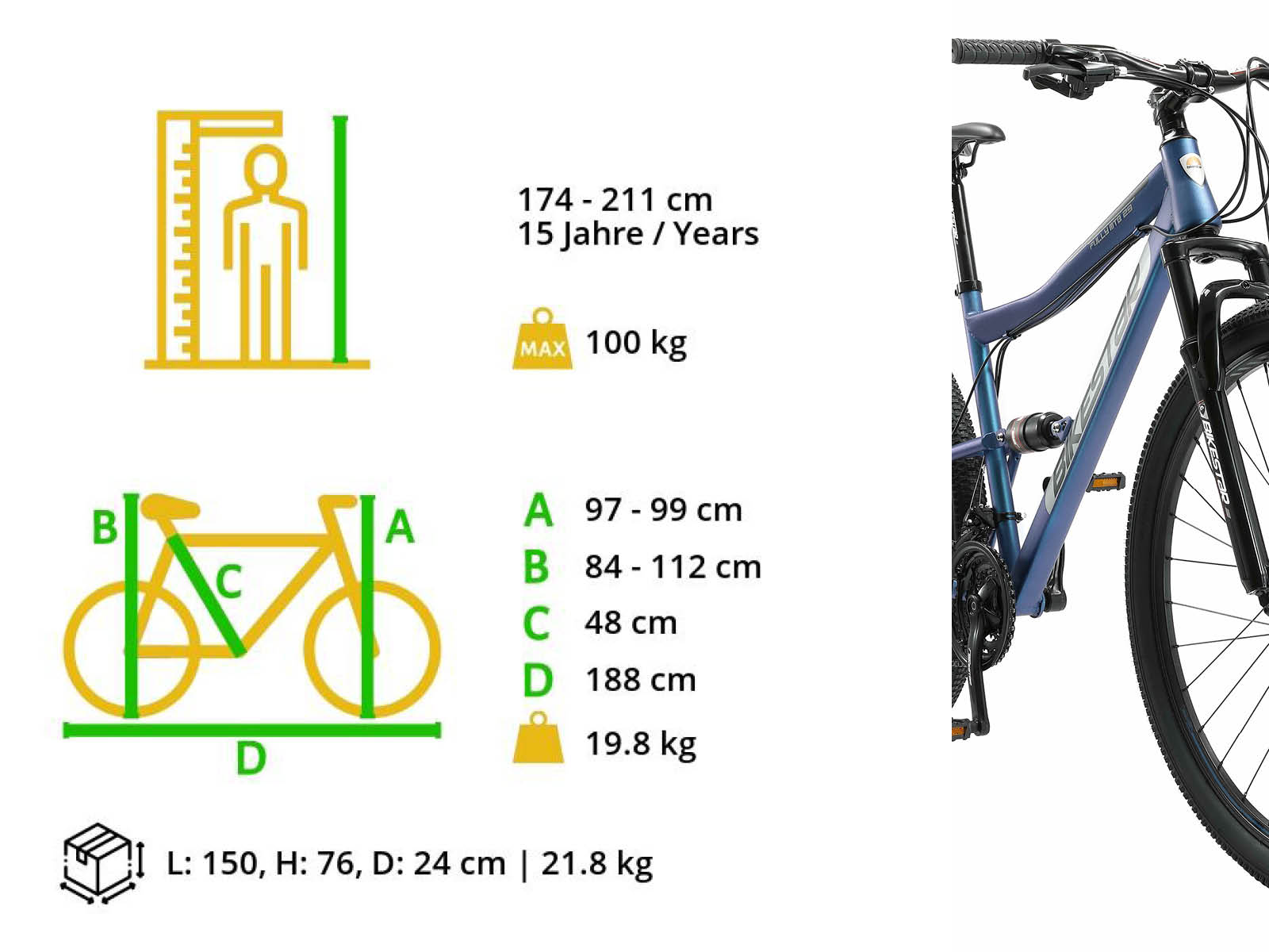 Bikestar Fully MTB Staal Medium 29 Inch 21 Speed Blauw - Afbeelding 6