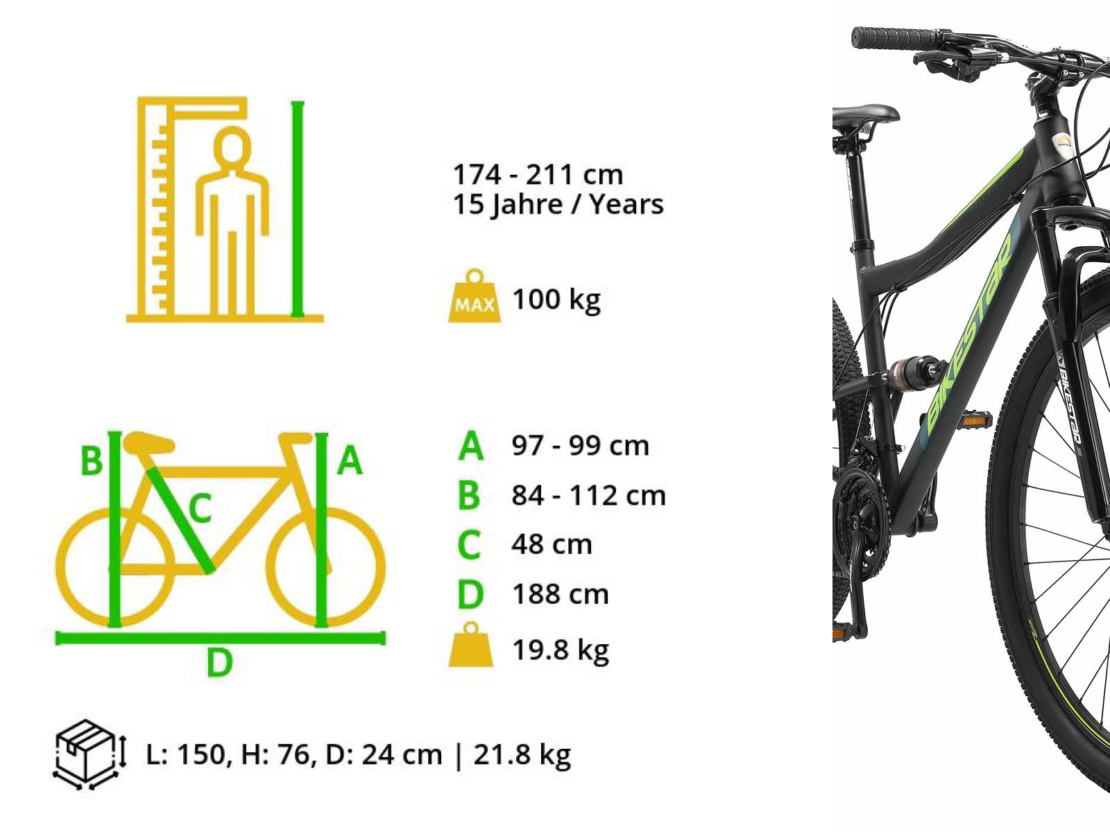 Bikestar Fully MTB Staal Medium 29 Inch 21 Speed Zwart/Blauw - Afbeelding 6