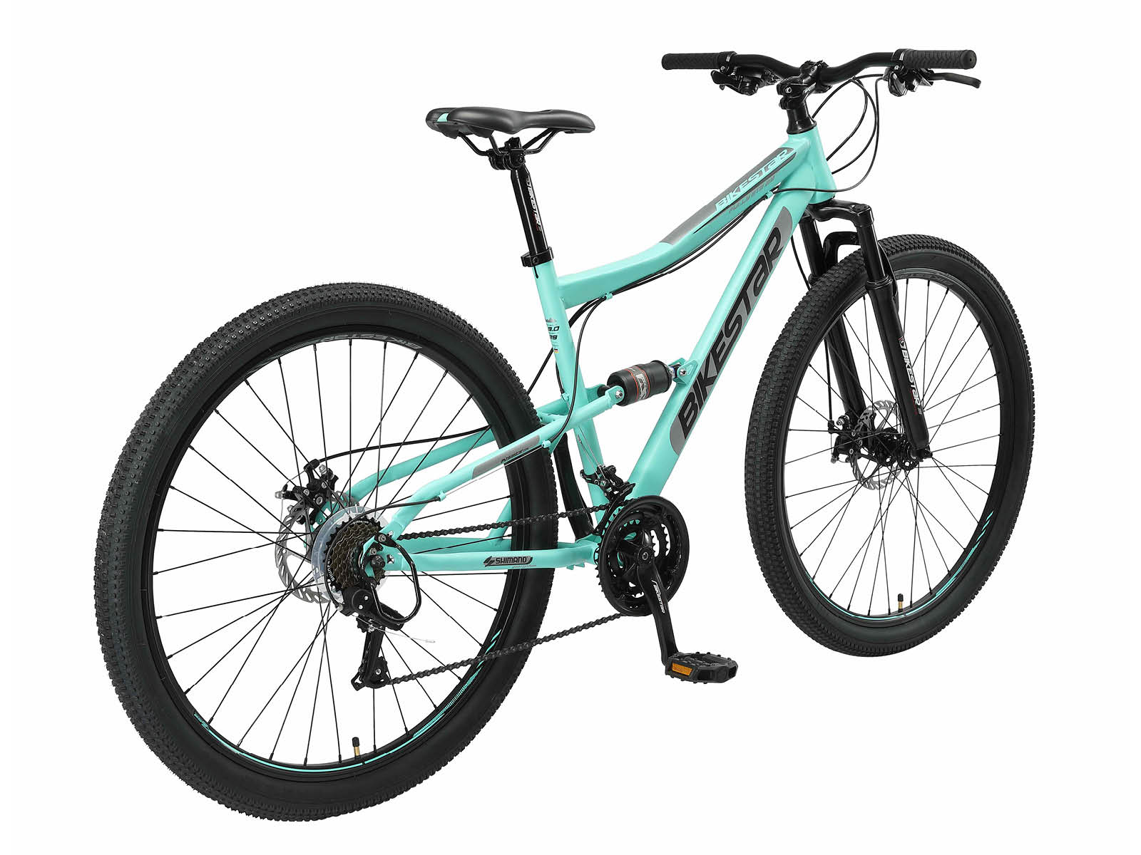 Bikestar Fully MTB Staal Medium 29 Inch 21 Speed Mintgroen - Afbeelding 3