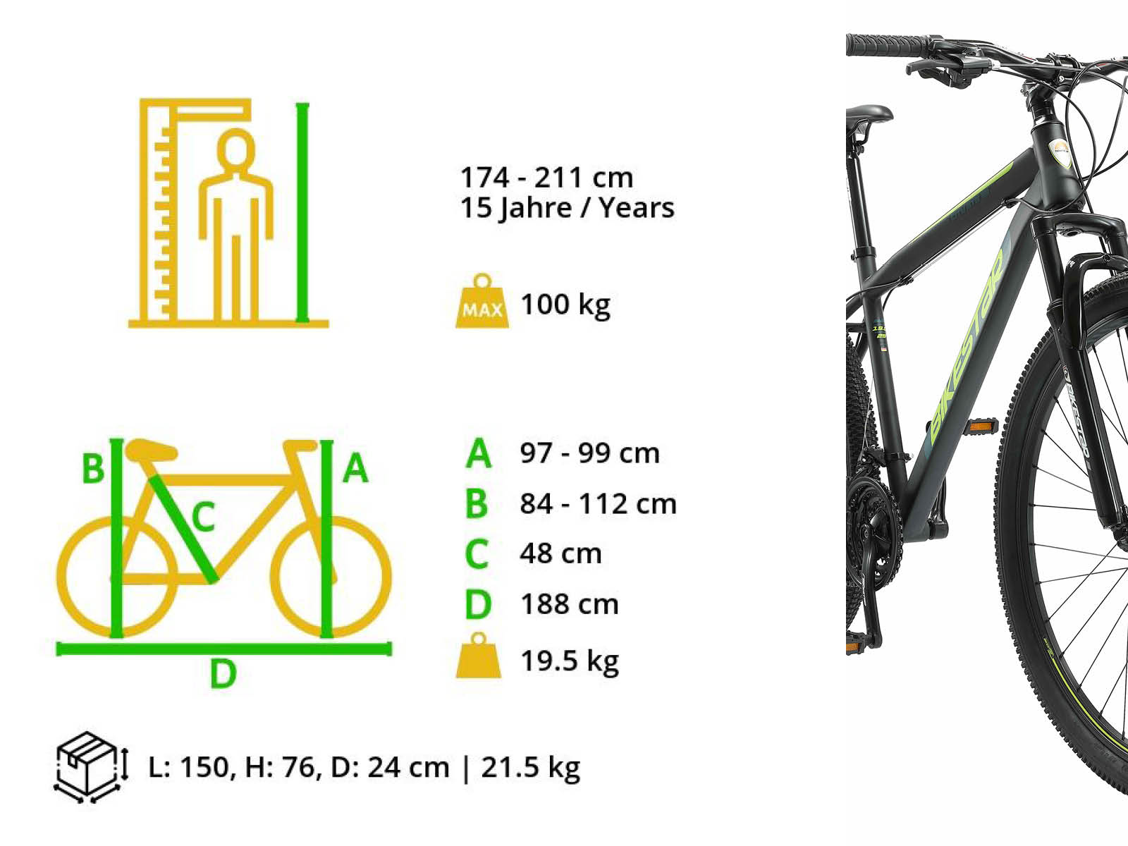 Bikestar Hardtail MTB Staal Medium 29 Inch 21 Speed Zwart/Blauw - Afbeelding 6