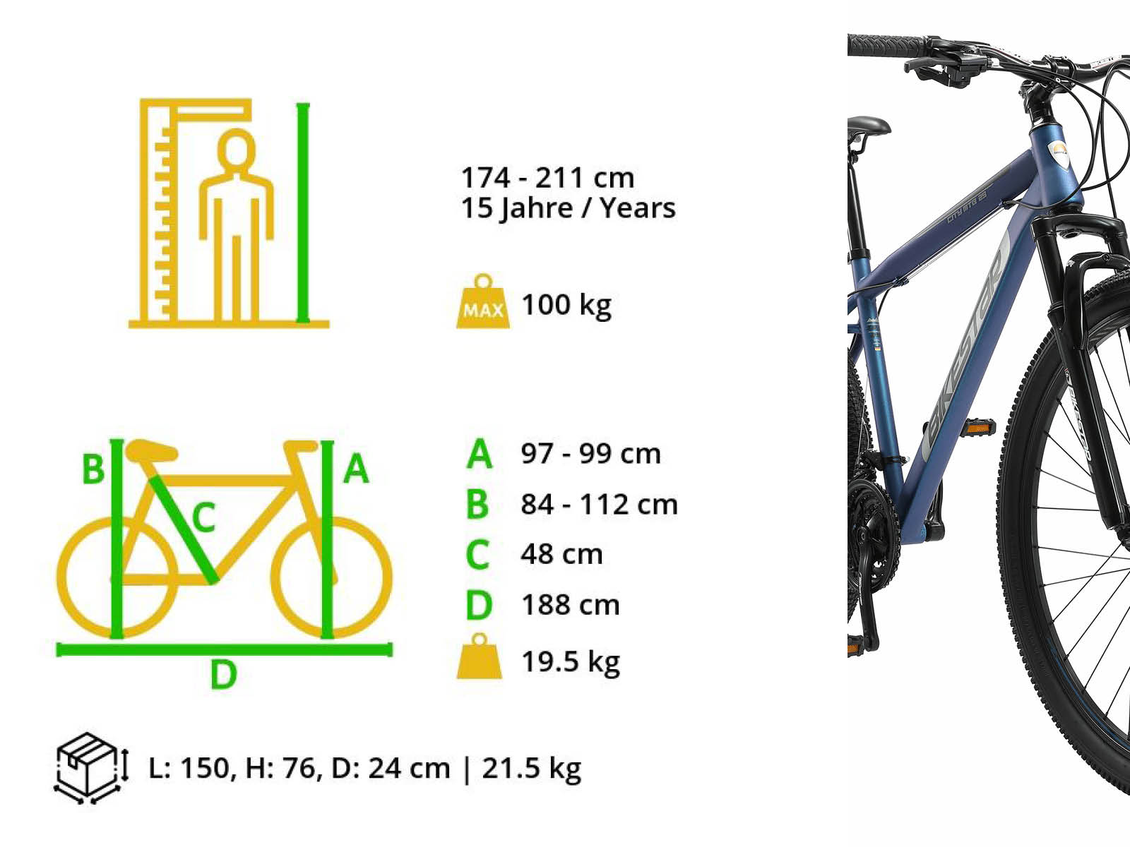 Bikestar Hardtail MTB Staal Medium 29 Inch 21 Speed Blauw - Afbeelding 6