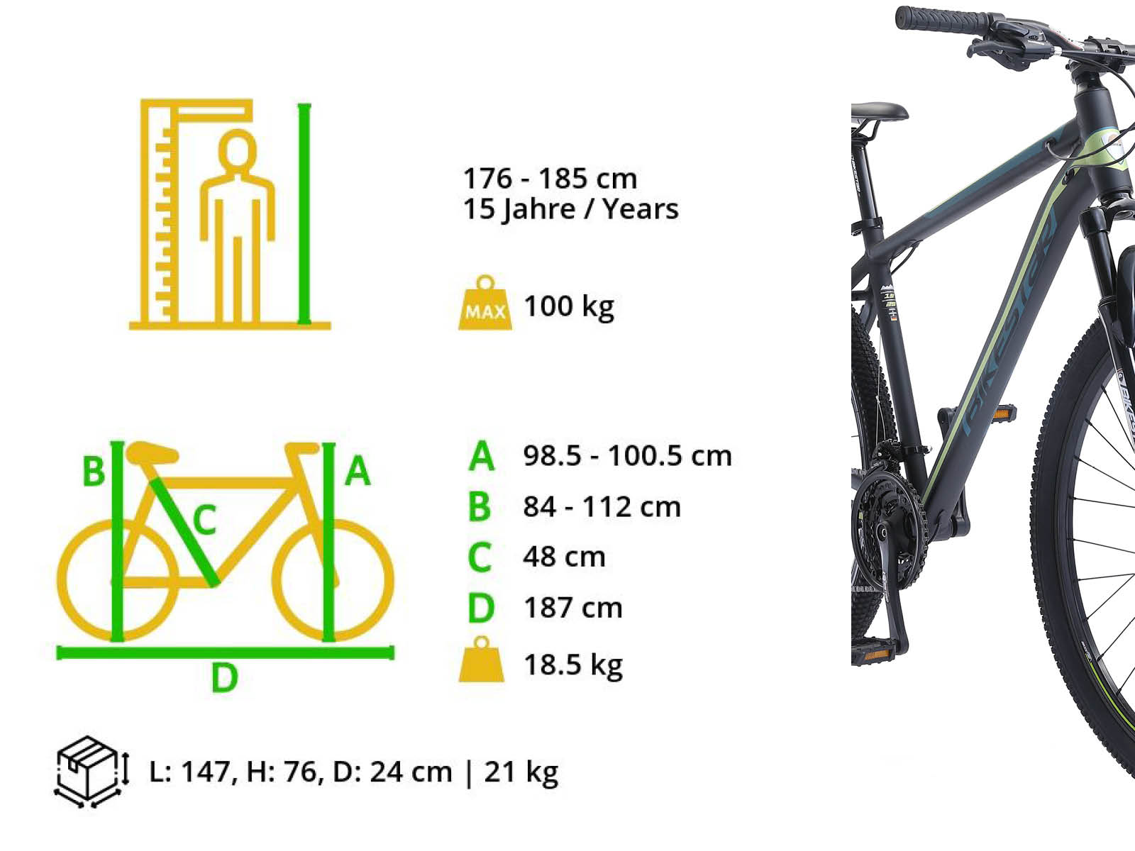 Bikestar Hardtail MTB Alu Sport Large 29 Inch 21 Speed zwart/blauw - Afbeelding 6