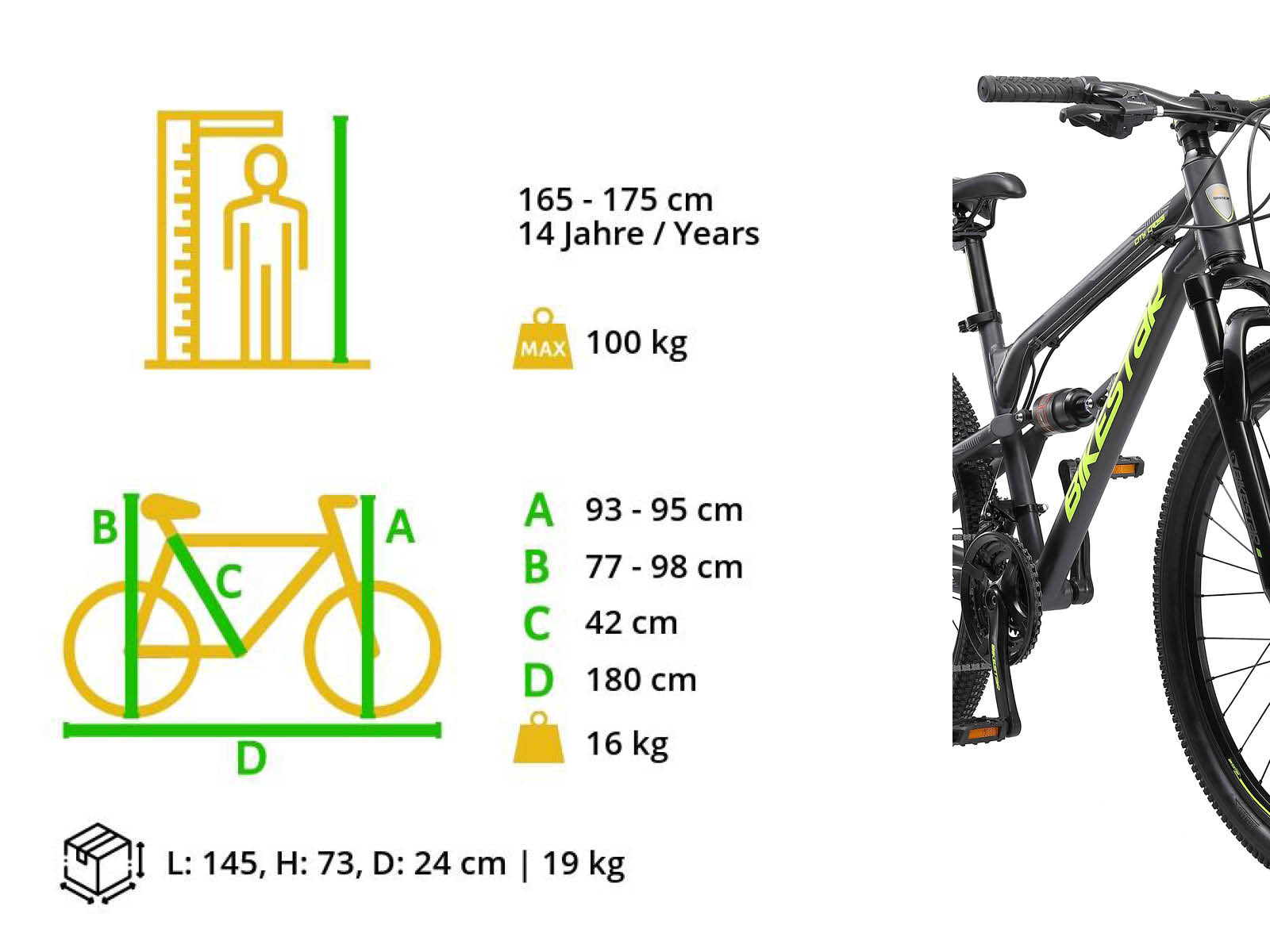 Bikestar Fully MTB Alu 27.5 Inch 21 Speed Zwart/groen - Afbeelding 6