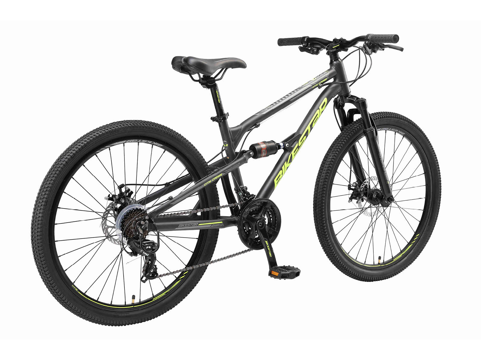 Bikestar Fully MTB Alu 27.5 Inch 21 Speed Zwart/groen - Afbeelding 3