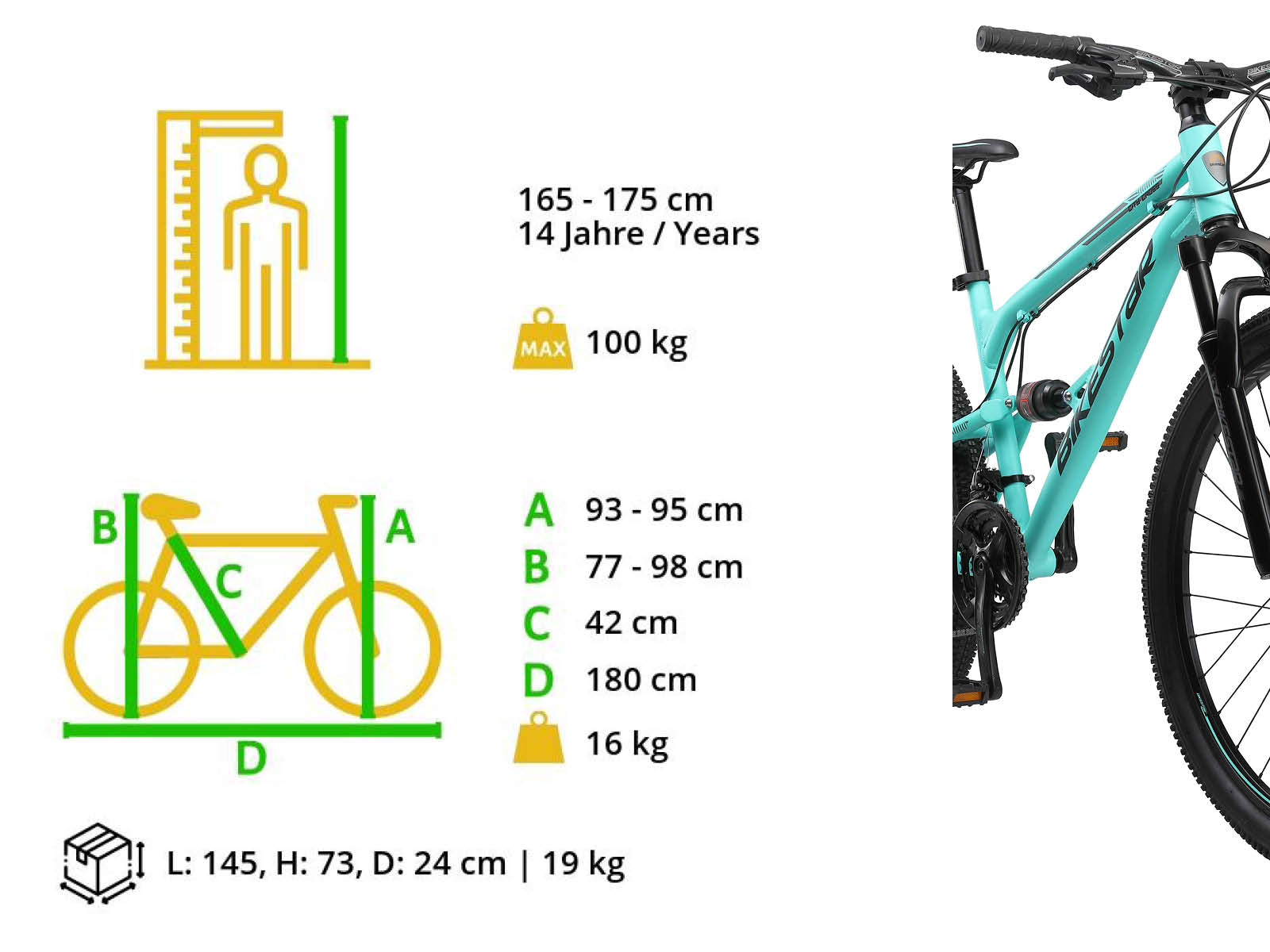 Bikestar Fully MTB Alu 27.5 Inch 21 Speed Mintgroen - Afbeelding 6