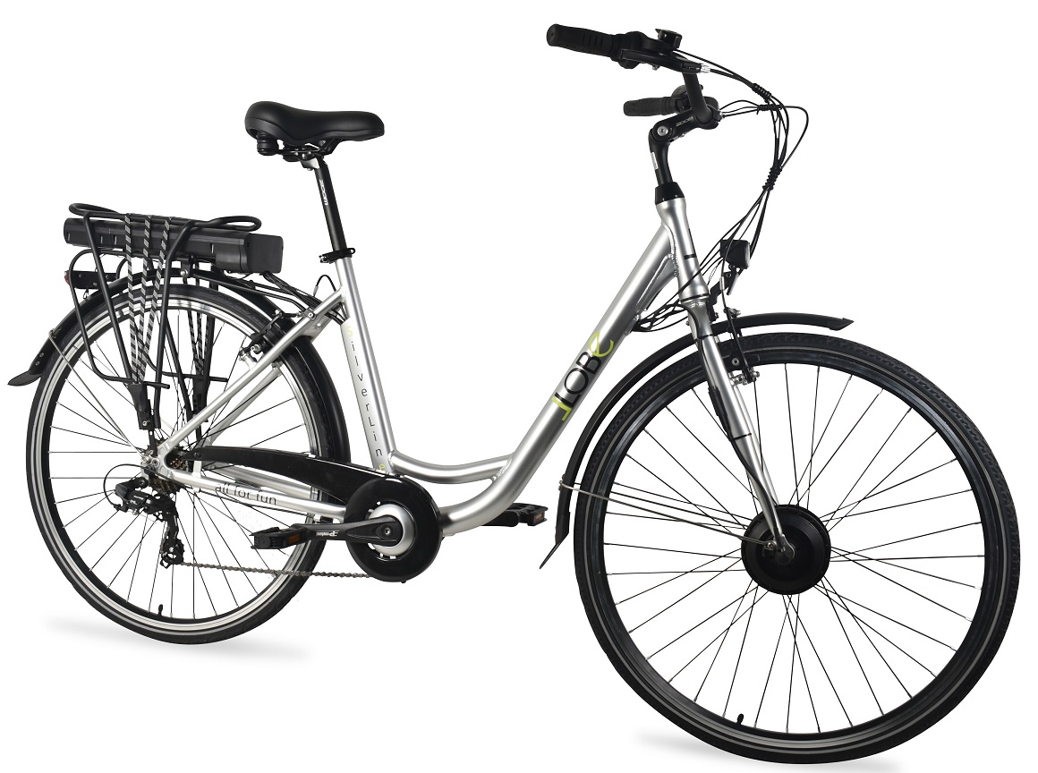 Elektrische damesfiets, Silverline, 50 cm, 7 sp, 10Ah, zilver - Afbeelding 3