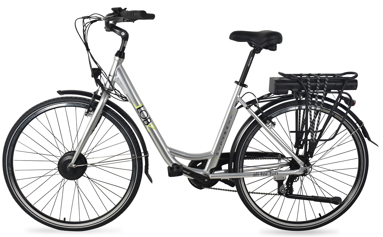 Elektrische damesfiets, Silverline, 50 cm, 7 sp, 10Ah, zilver - Afbeelding 2
