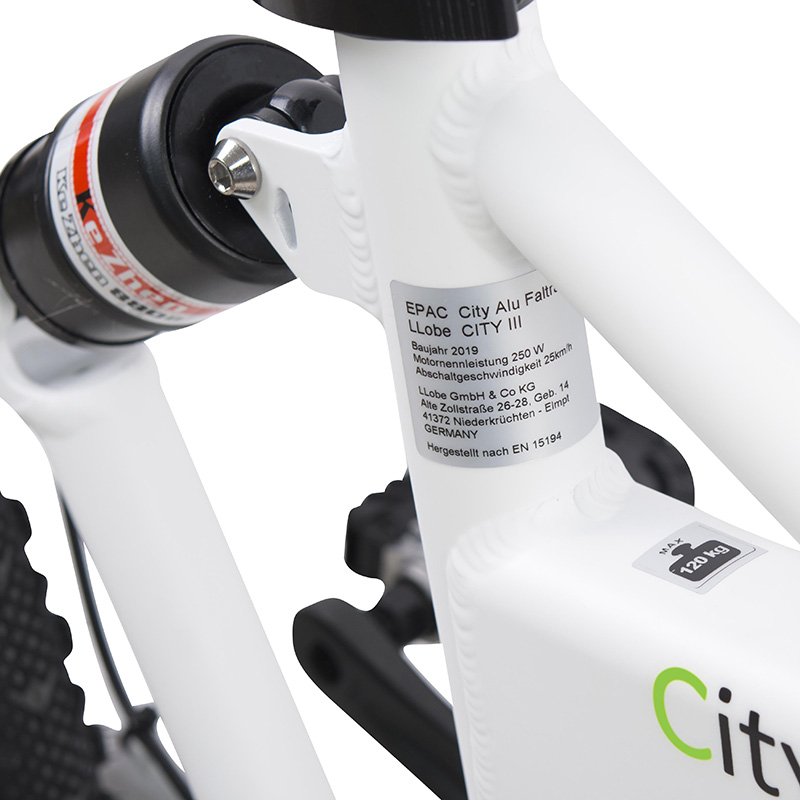 Llobe elektrische vouwfiets City III 7 speed 10.4Ah wit - Afbeelding 9