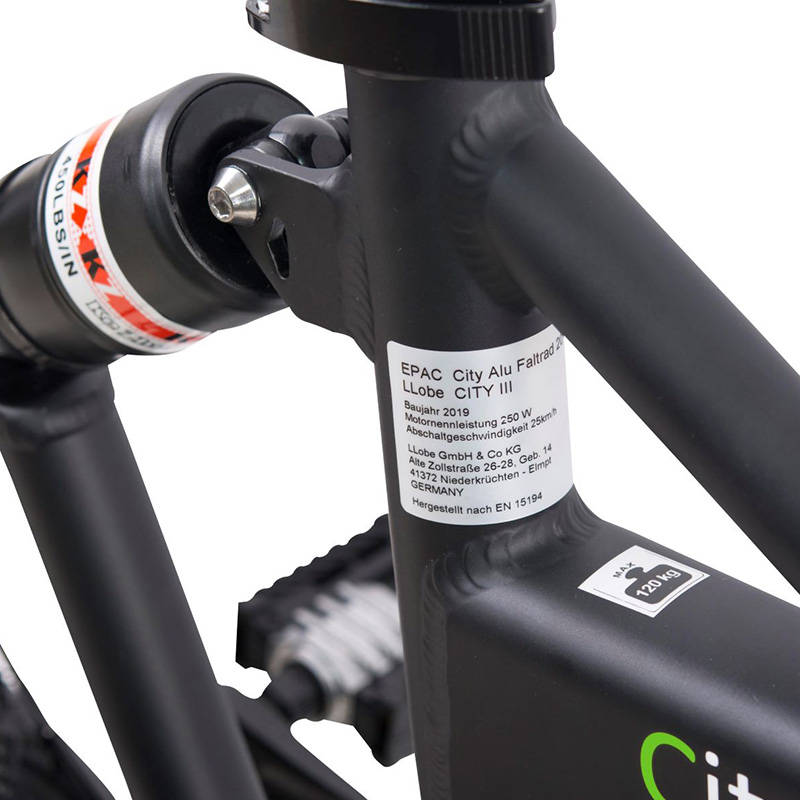 Llobe elektrische vouwfiets City III 7 speed 10.4Ah zwart - Afbeelding 7