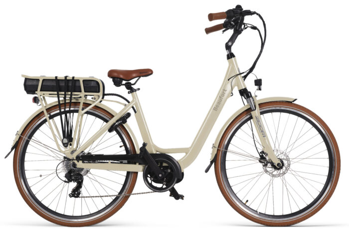 elektrische damesfiets middenmotor 7 versnellingen sand