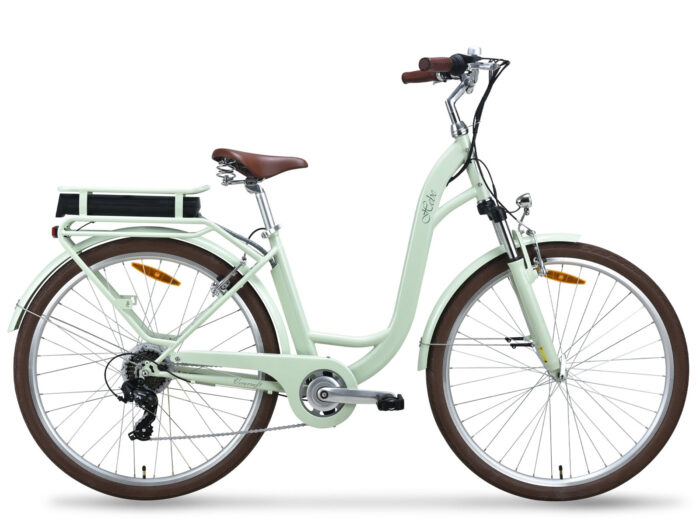 elektrische damesfiets 7 versnellingen Hebe olijfgroen