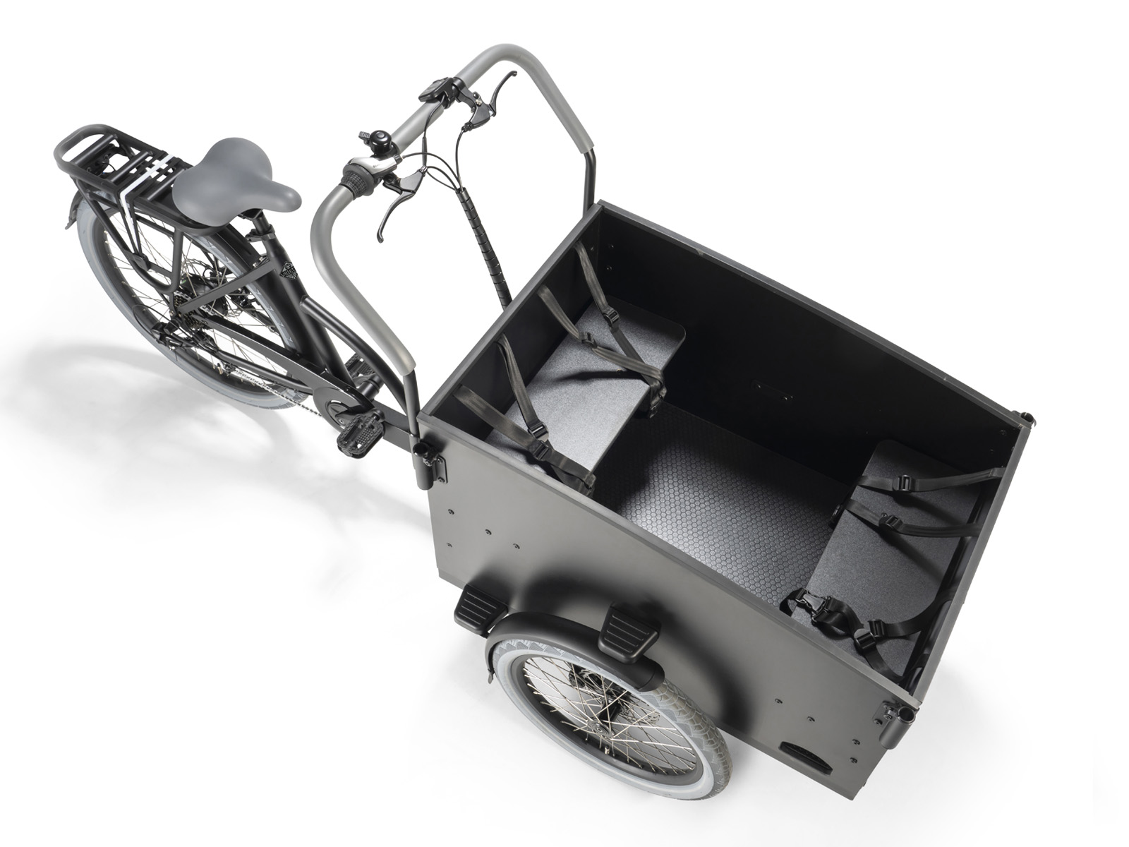 Villette Cargeau elektrische bakfiets met achterwielmotor schijfremmen en huif, zwart/grijs - Afbeelding 5