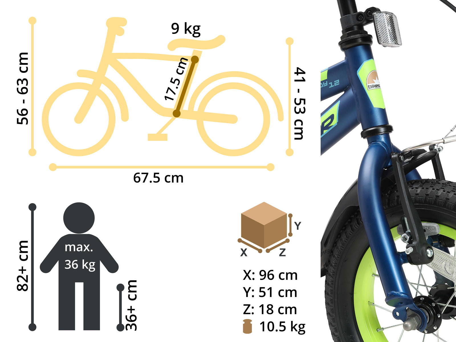 Bikestar kinderfiets Urban Jungle 12 inch blauw/groen - Afbeelding 6