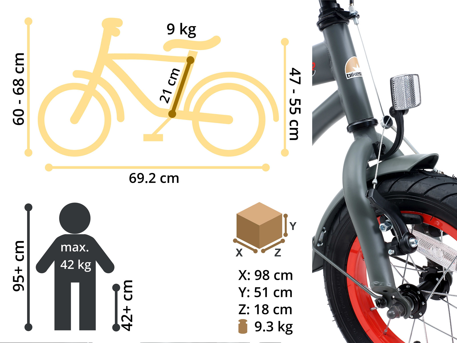 Bikestar kinderfiets Cruiser 12 inch grijs - Afbeelding 6