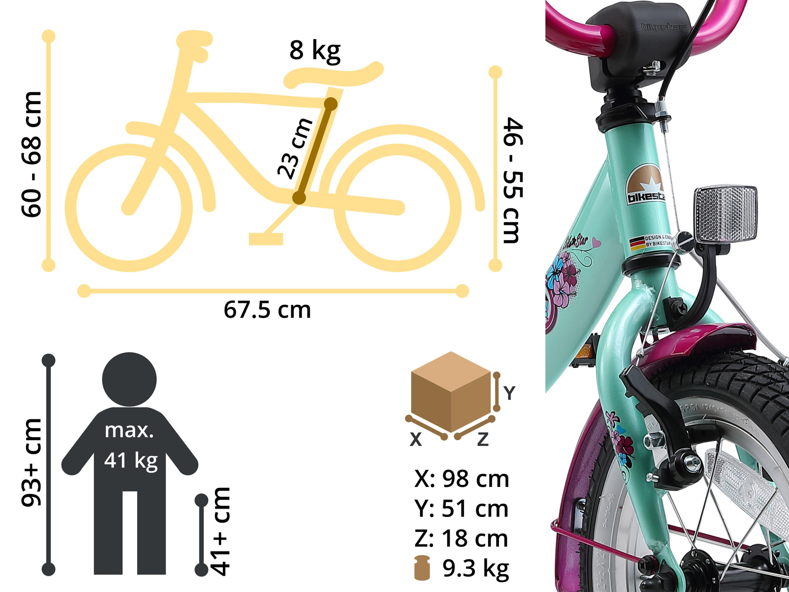 Bikestar kinderfiets Classic 12 inch mintgroen - Afbeelding 6