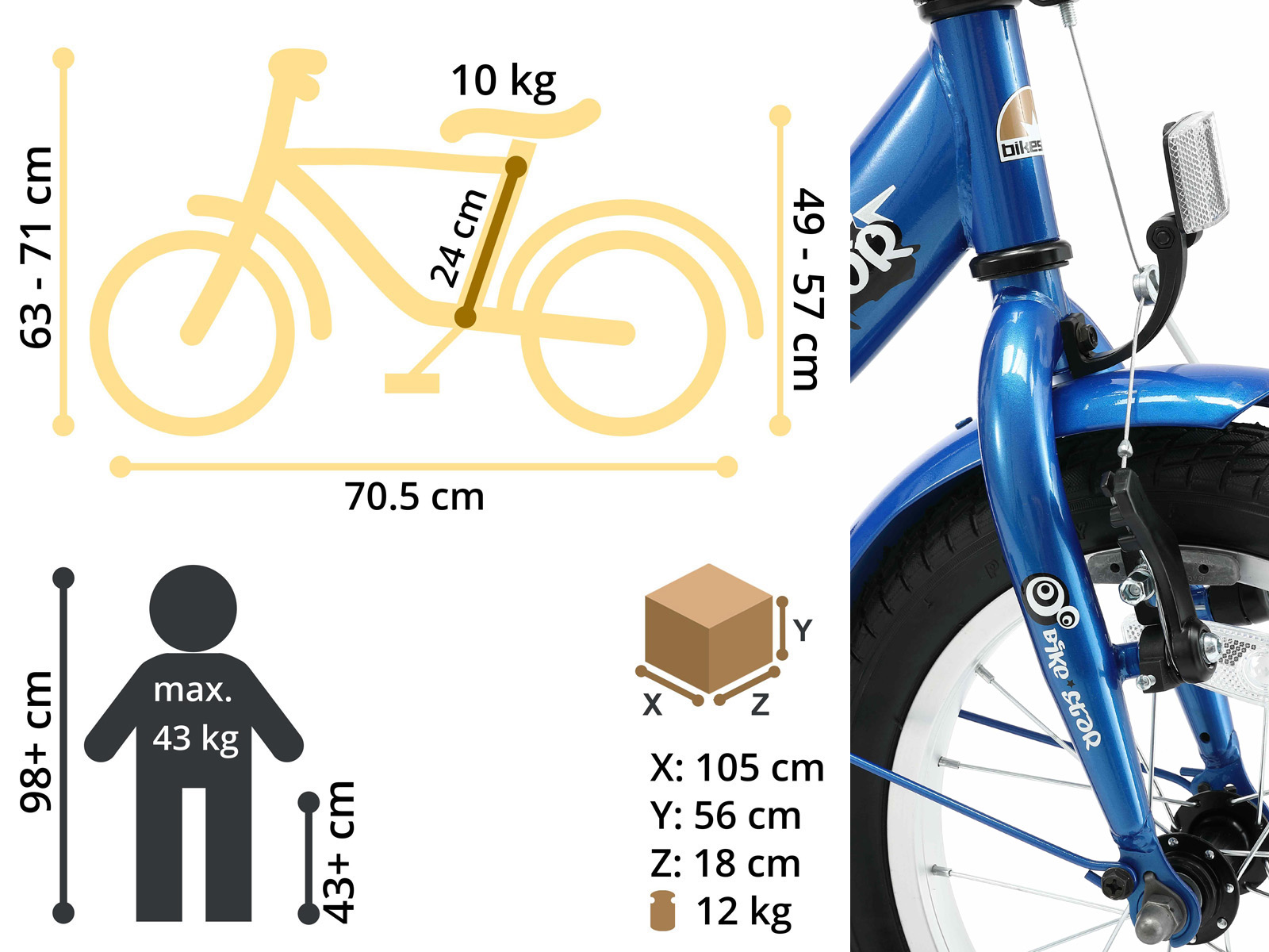 Bikestar kinderfiets Classic 14 inch blauw - Afbeelding 6