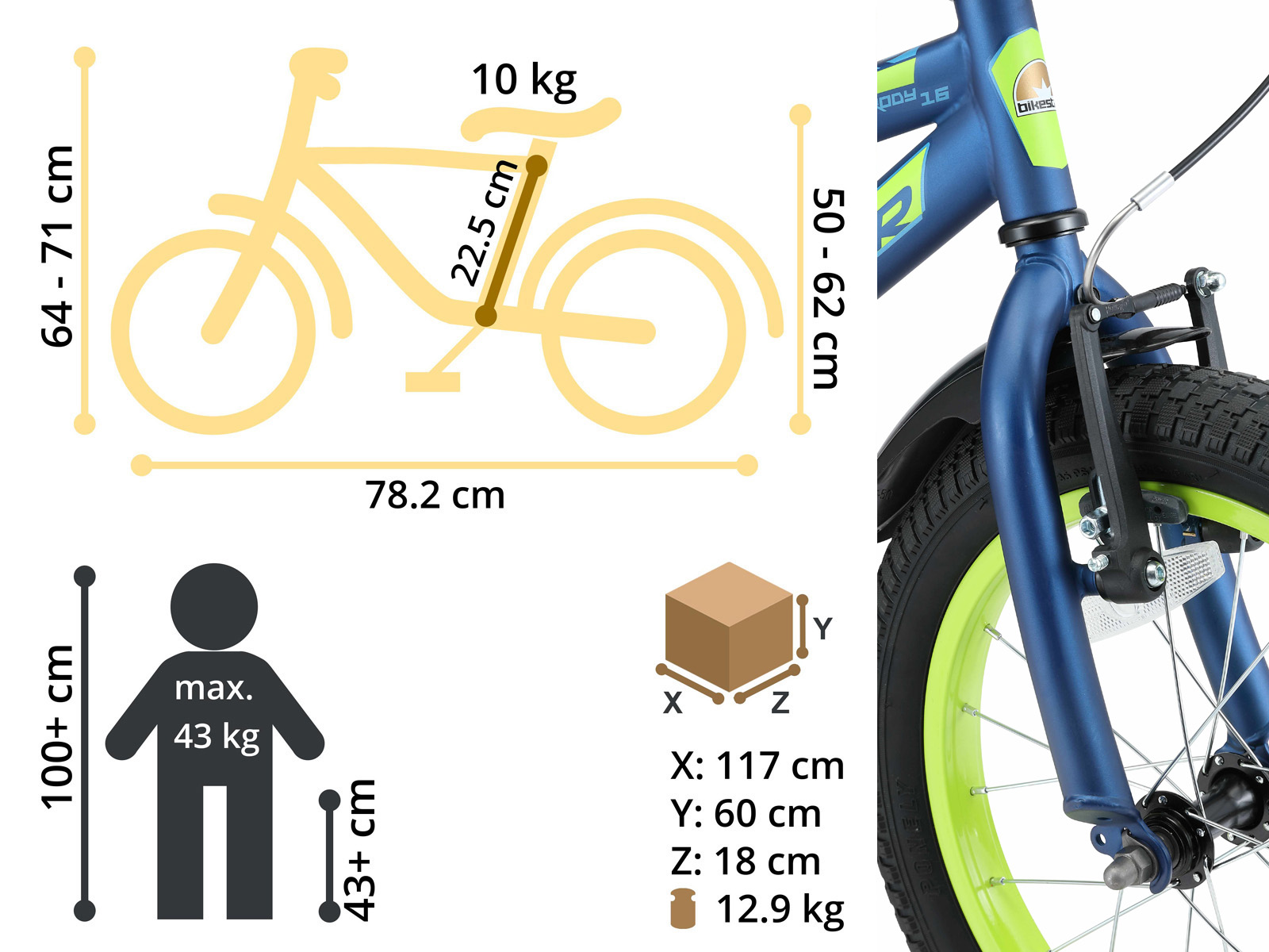 Bikestar kinderfiets Urban Jungle 16 inch blauw/groen - Afbeelding 6