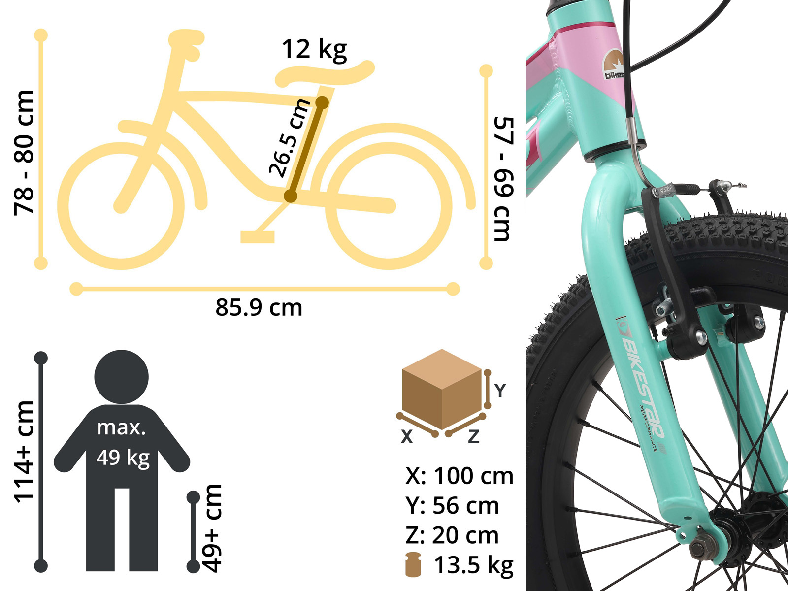 Bikestar kinderfiets Mountainbike alu 18 inch mintgroen - Afbeelding 6