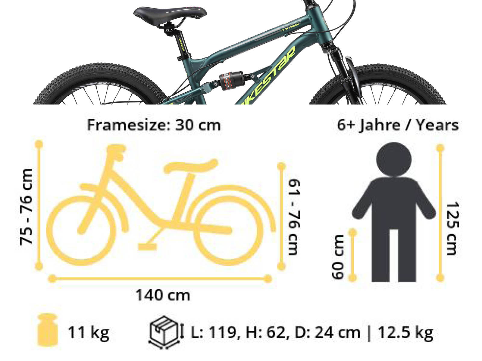 Bikestar kinderfiets MTB Fully 7speed 20inch petrol - Afbeelding 6