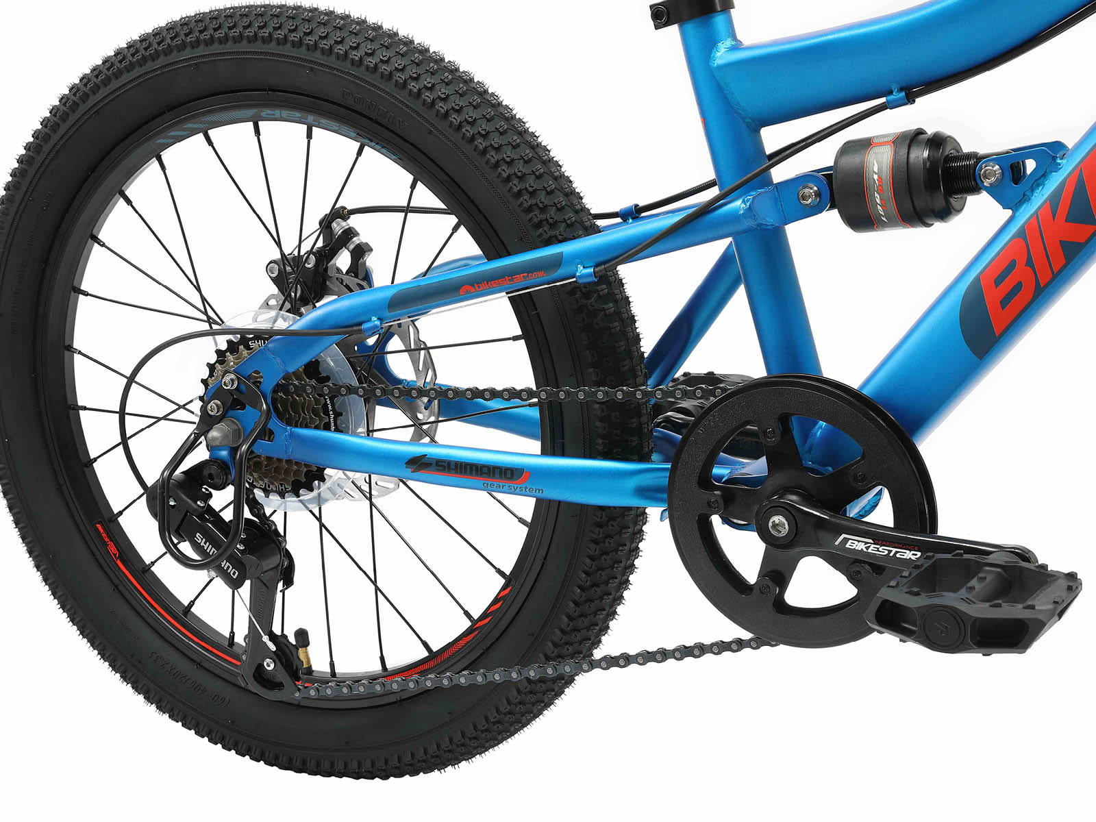 Bikestar MTB Fully staal 21speed 24inch blauw/oranje - Afbeelding 4